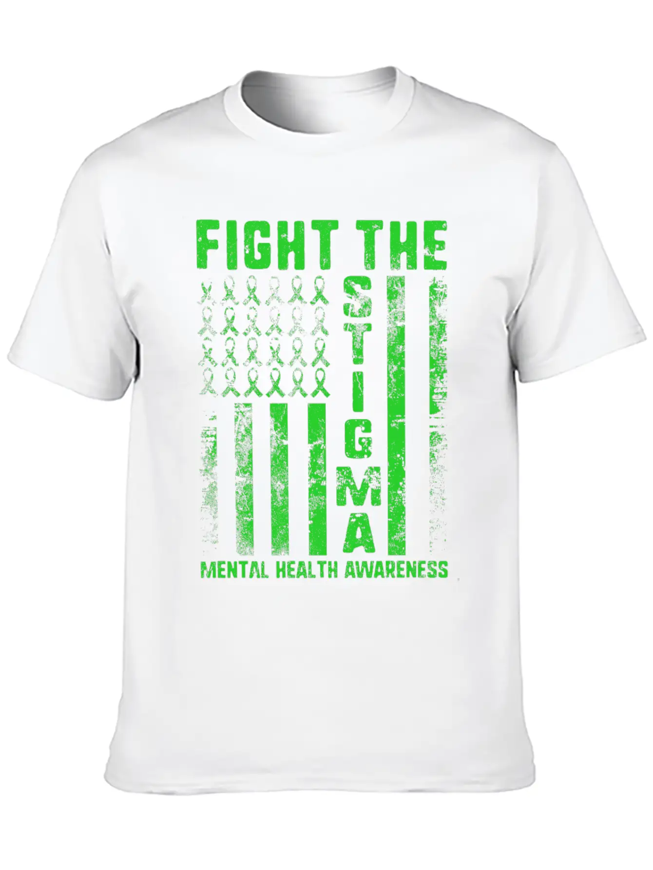 Fight The Stigma USA Flag Mental Health Disease Essential Cotton Tee For Daily Outfits ¨C Unisex Style