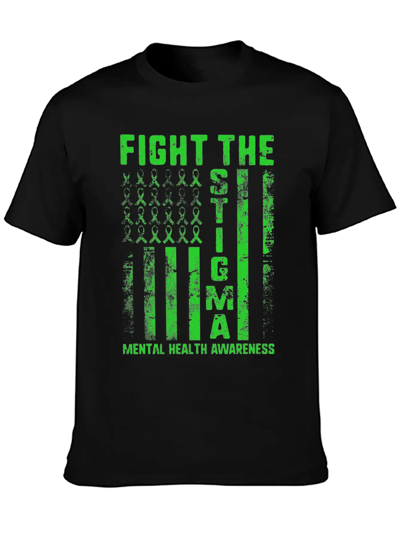 Fight The Stigma USA Flag Mental Health Disease Essential Cotton Tee For Daily Outfits ¨C Unisex Style