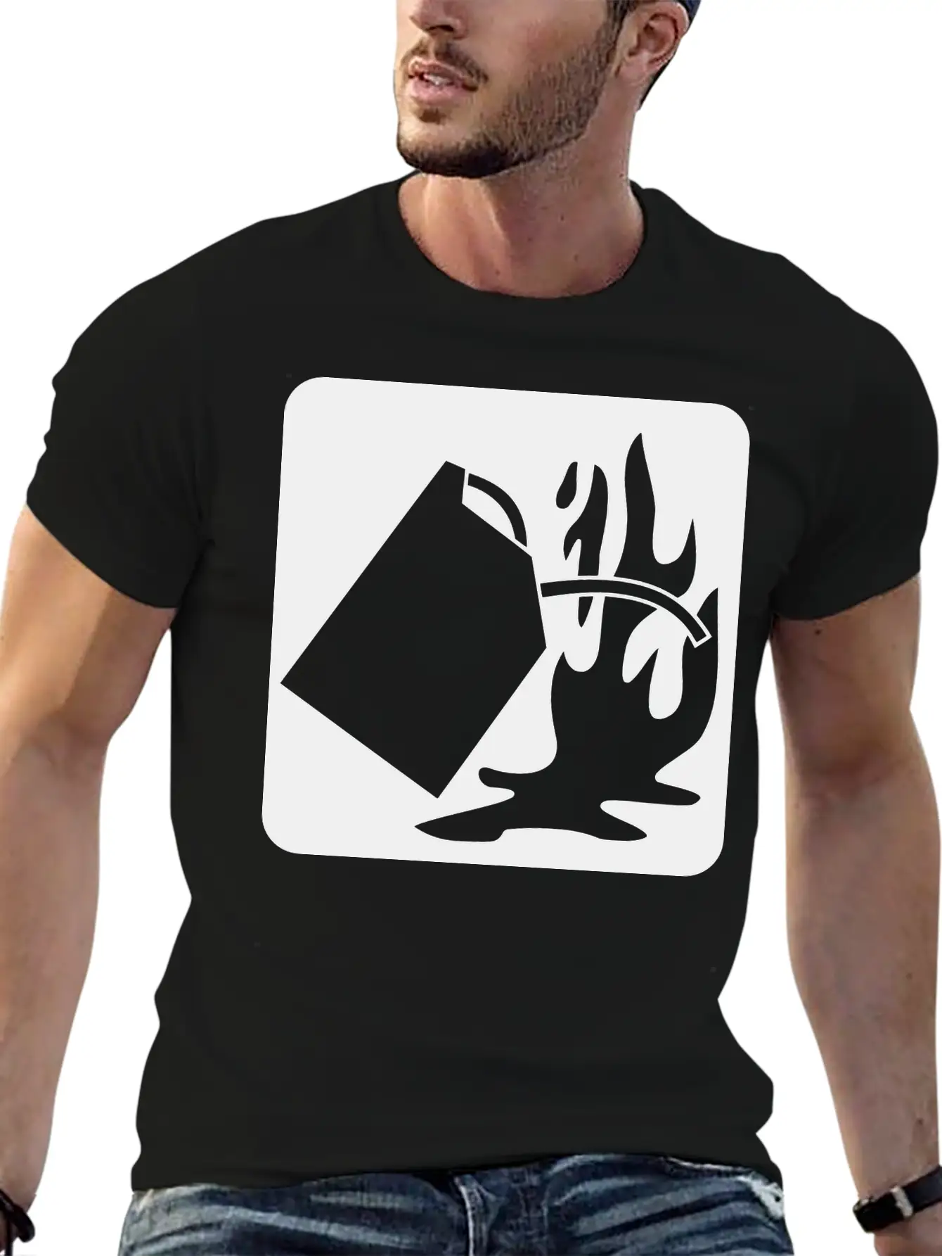 Fire Extinguisher Pictogram Class B Basic Graphic T-Shirt ¨C Daily Comfort In Soft Cotton