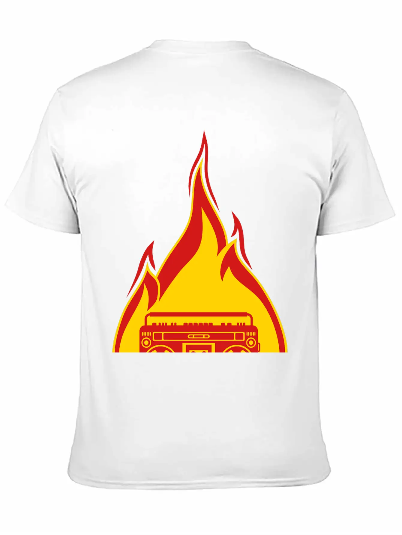 Fire Ghettoblaster Flames Burning Hot Torch Music Essential Cotton Tee For Daily Outfits ¨C Unisex Style