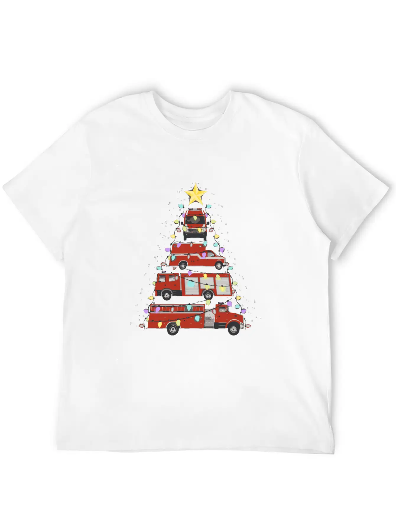 Firefighter Fire Truck Christmas Tree Santa Xmas L Soft Cotton Short Sleeve Tee ¨C Unisex Wardrobe Staple