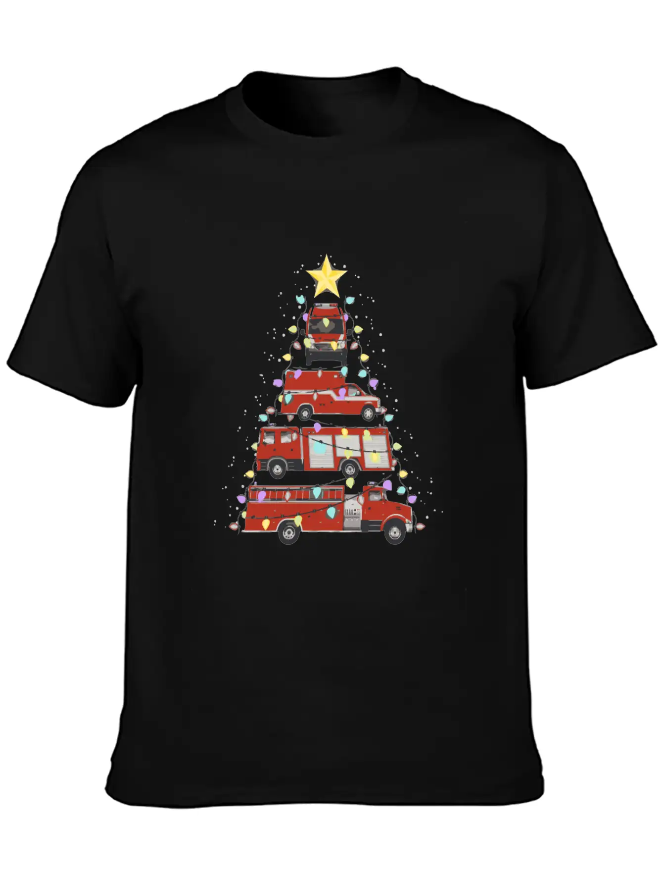 Firefighter Fire Truck Christmas Tree Santa Xmas L Soft Cotton Short Sleeve Tee ¨C Unisex Wardrobe Staple