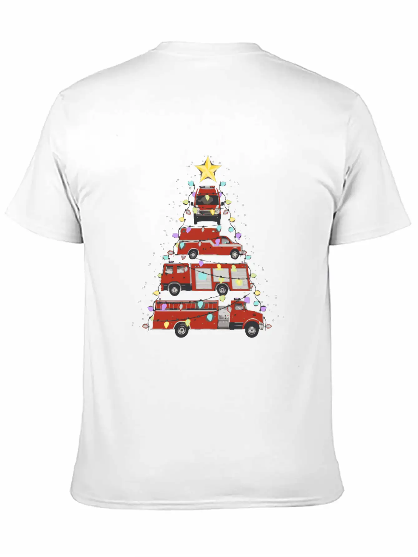 Firefighter Fire Truck Christmas Tree Santa Xmas L Soft Cotton Short Sleeve Tee ¨C Unisex Wardrobe Staple