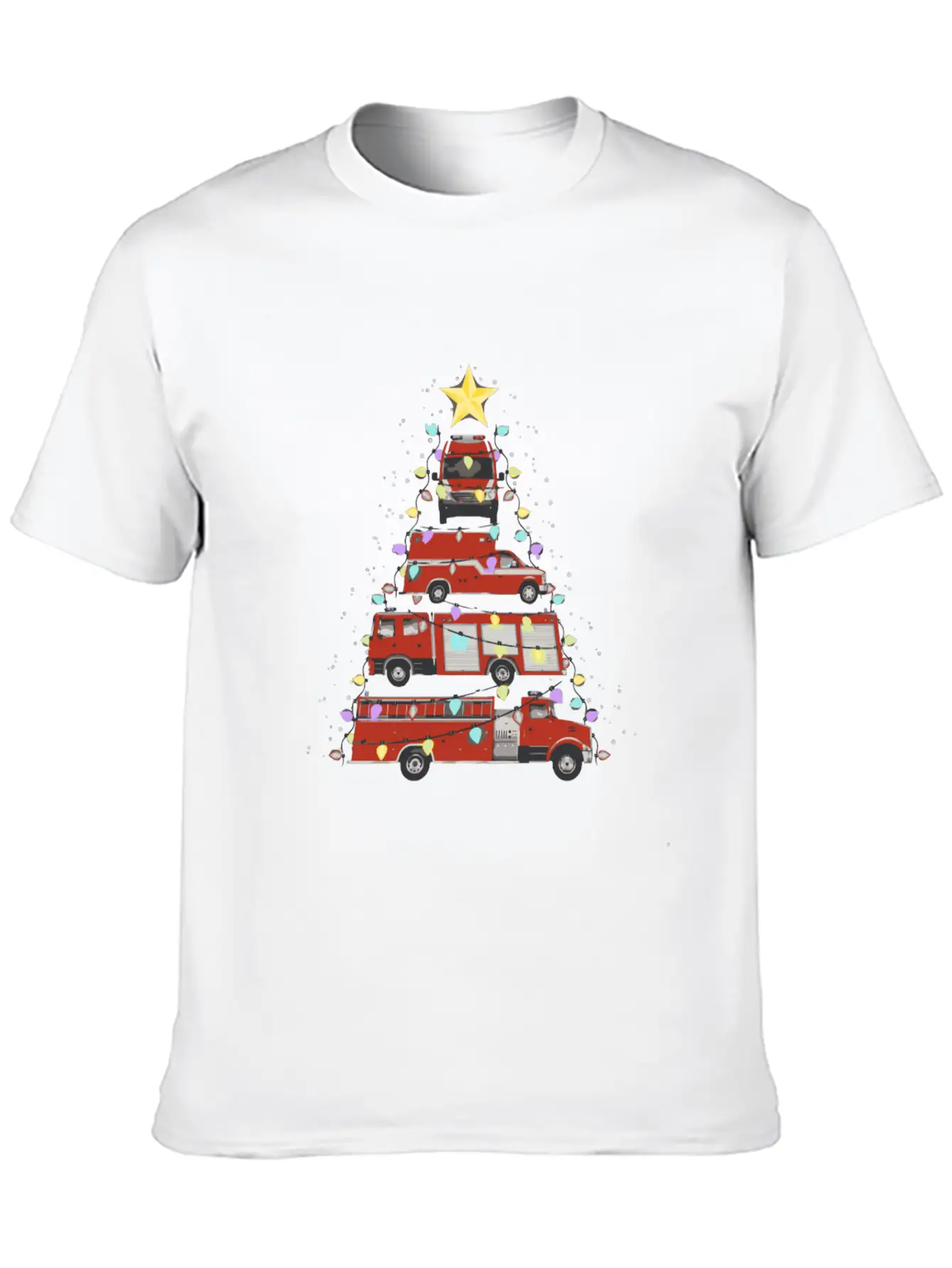 Firefighter Fire Truck Christmas Tree Santa Xmas L Soft Cotton Short Sleeve Tee ¨C Unisex Wardrobe Staple