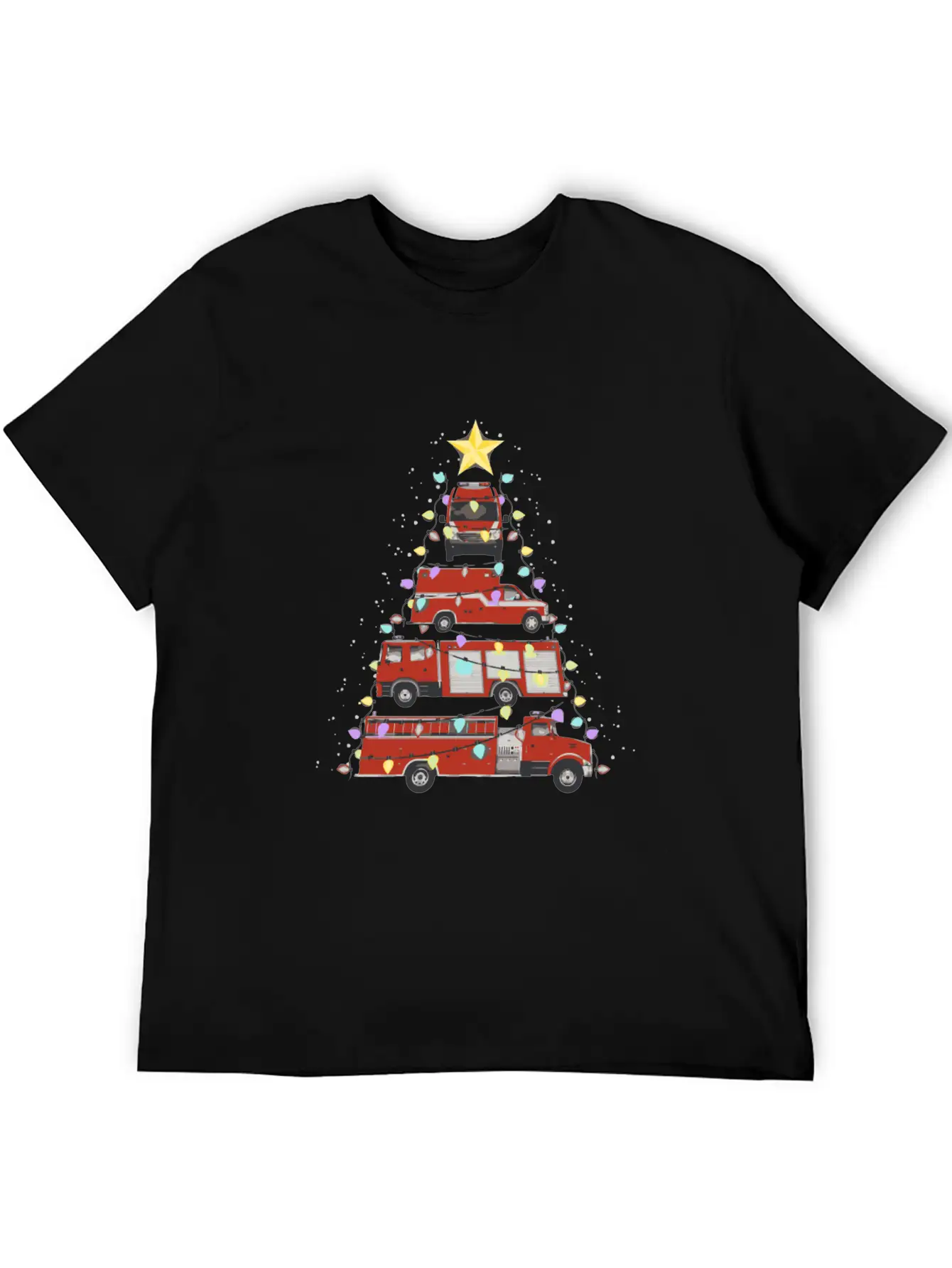 Firefighter Fire Truck Christmas Tree Santa Xmas L Soft Cotton Short Sleeve Tee ¨C Unisex Wardrobe Staple