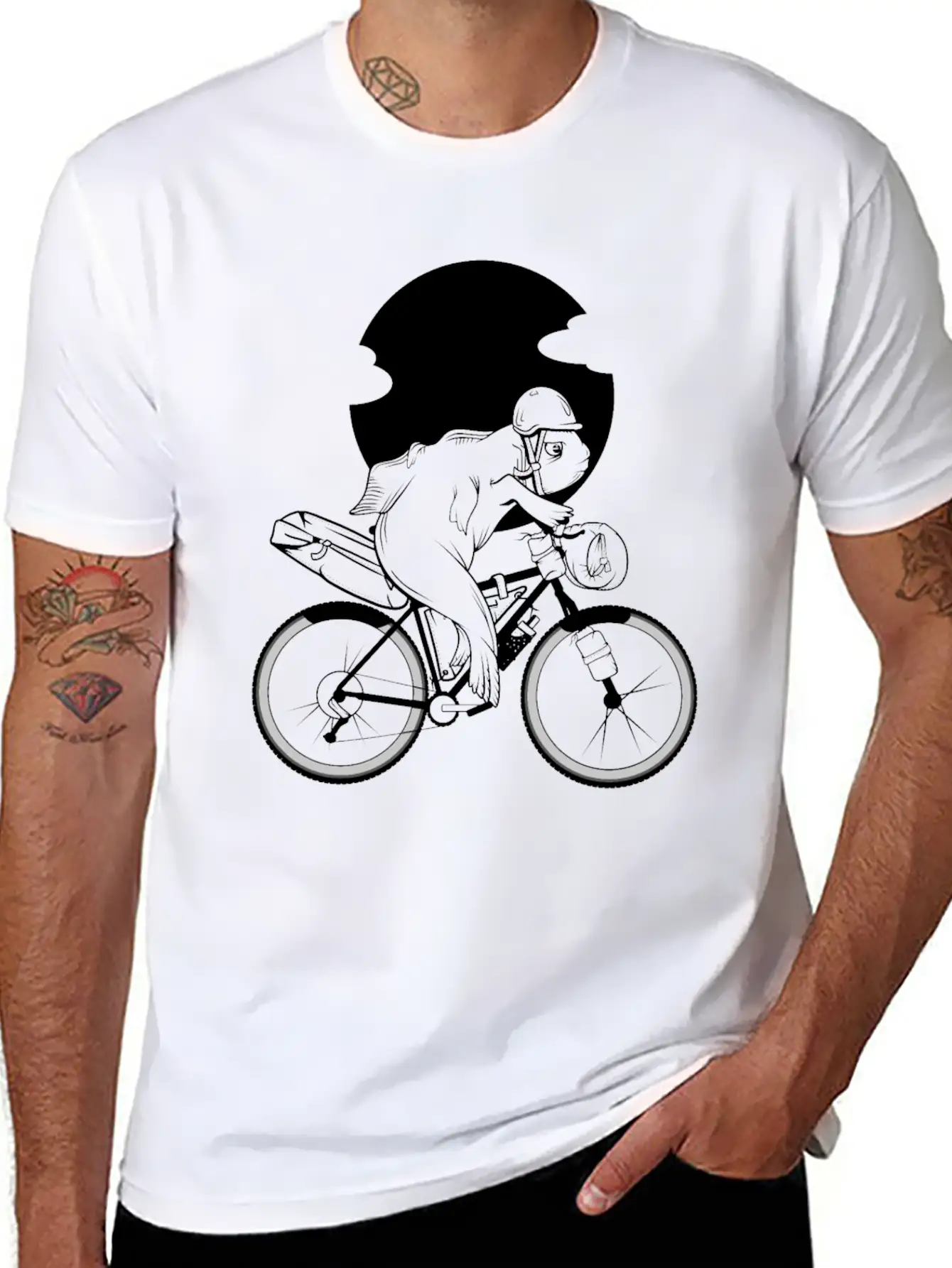 Fish Riding A Bikepacking Bike Soft Cotton Short Sleeve Tee ¨C Unisex Wardrobe Staple