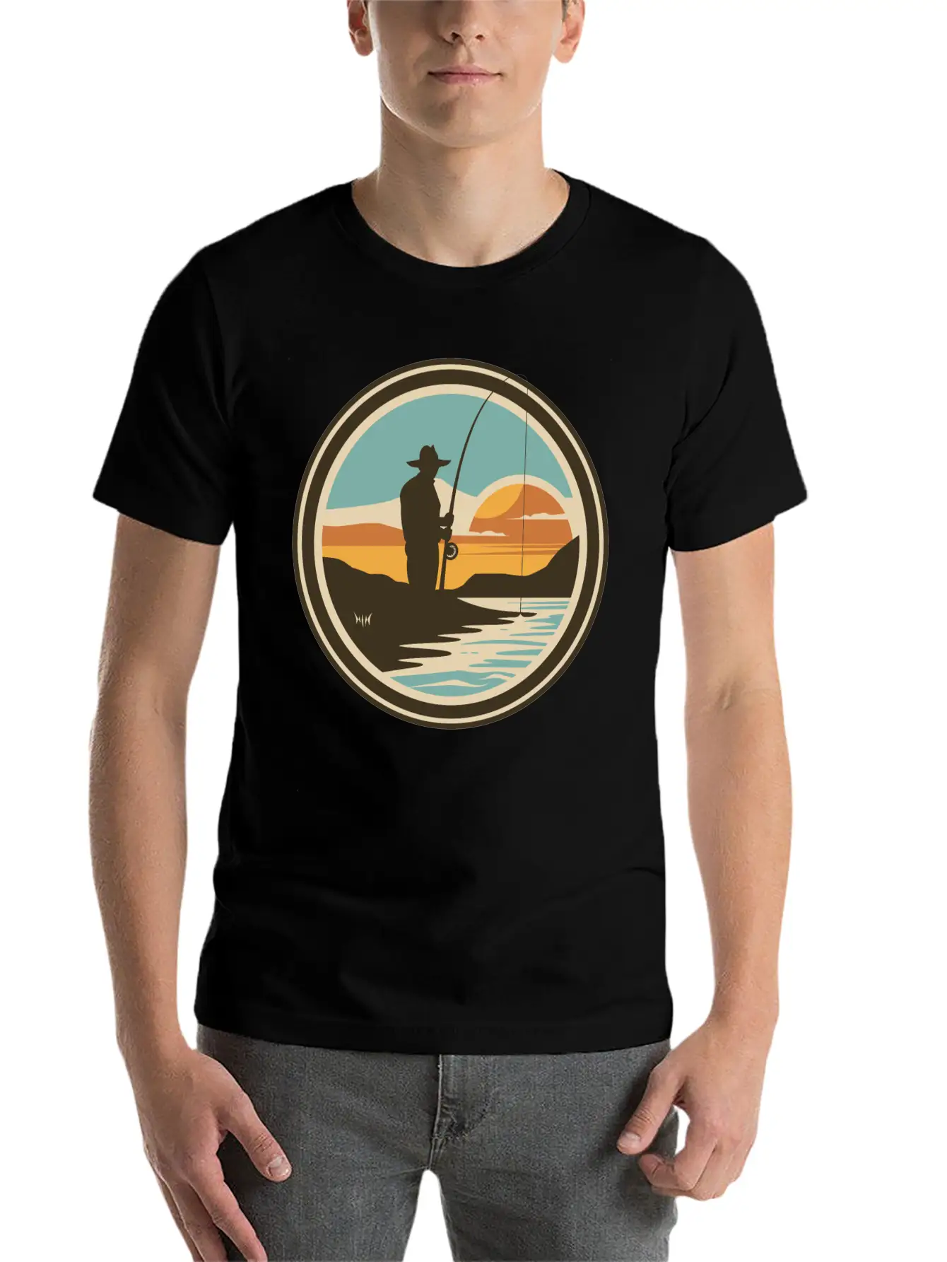 Fishing Artwork Basic Graphic T-Shirt ¨C Daily Comfort In Soft Cotton