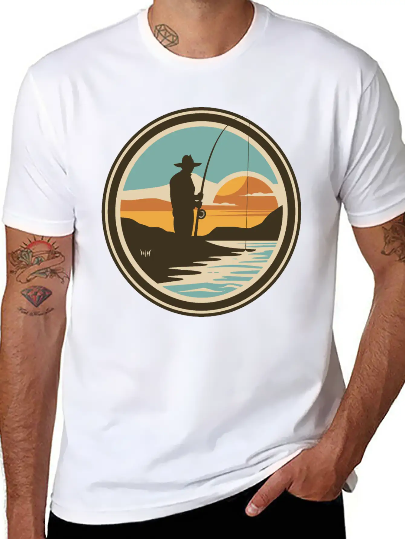 Fishing Artwork Basic Graphic T-Shirt ¨C Daily Comfort In Soft Cotton