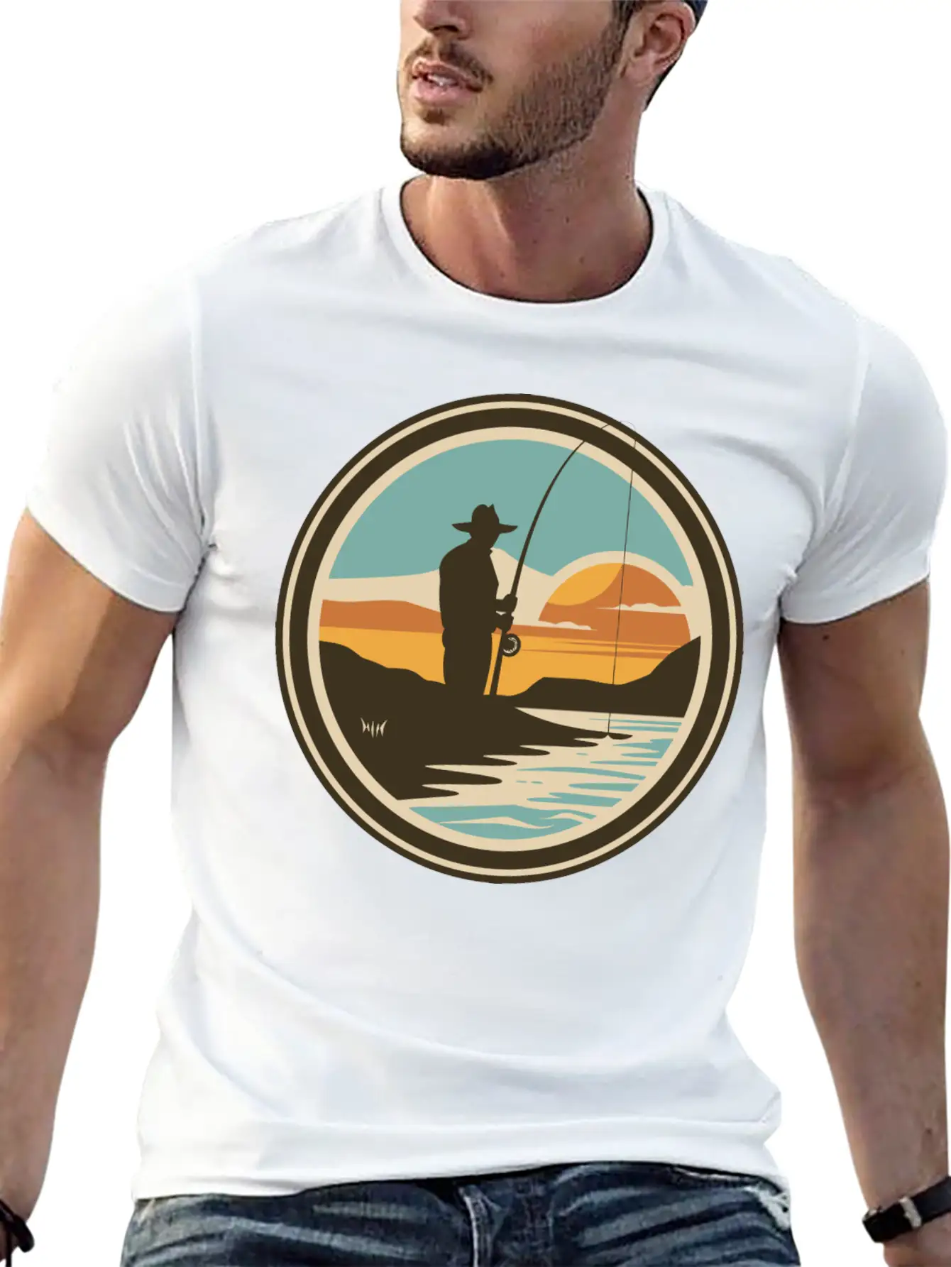Fishing Artwork Basic Graphic T-Shirt ¨C Daily Comfort In Soft Cotton