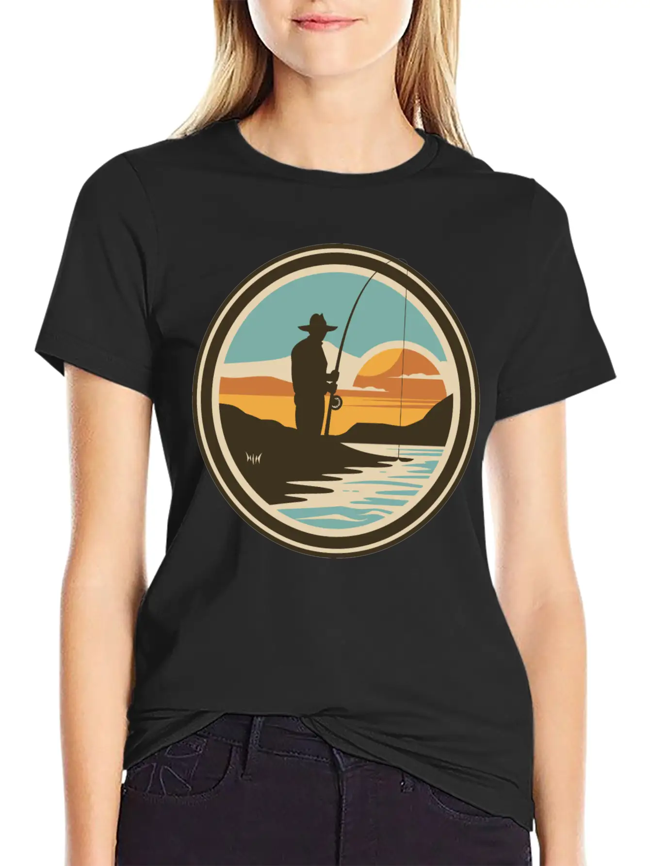 Fishing Artwork Basic Graphic T-Shirt ¨C Daily Comfort In Soft Cotton