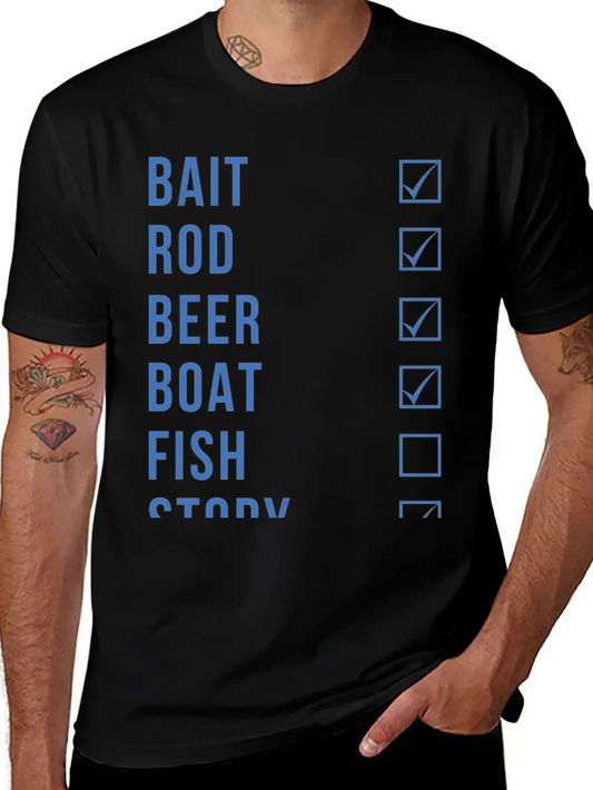 Fishing Checklist Basic Graphic T-Shirt ¨C Daily Comfort In Soft Cotton