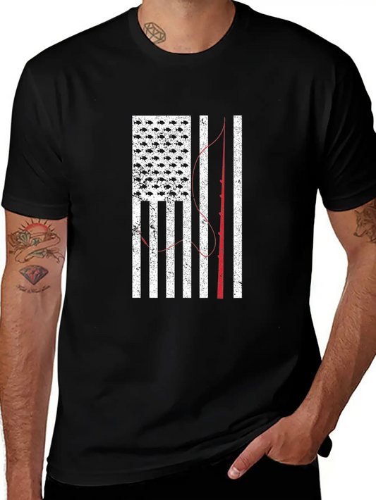 Fishing Rod American Flag Patriotic Fishermen Unisex Casual T-Shirt ¨C Clean Design For Daily Comfort