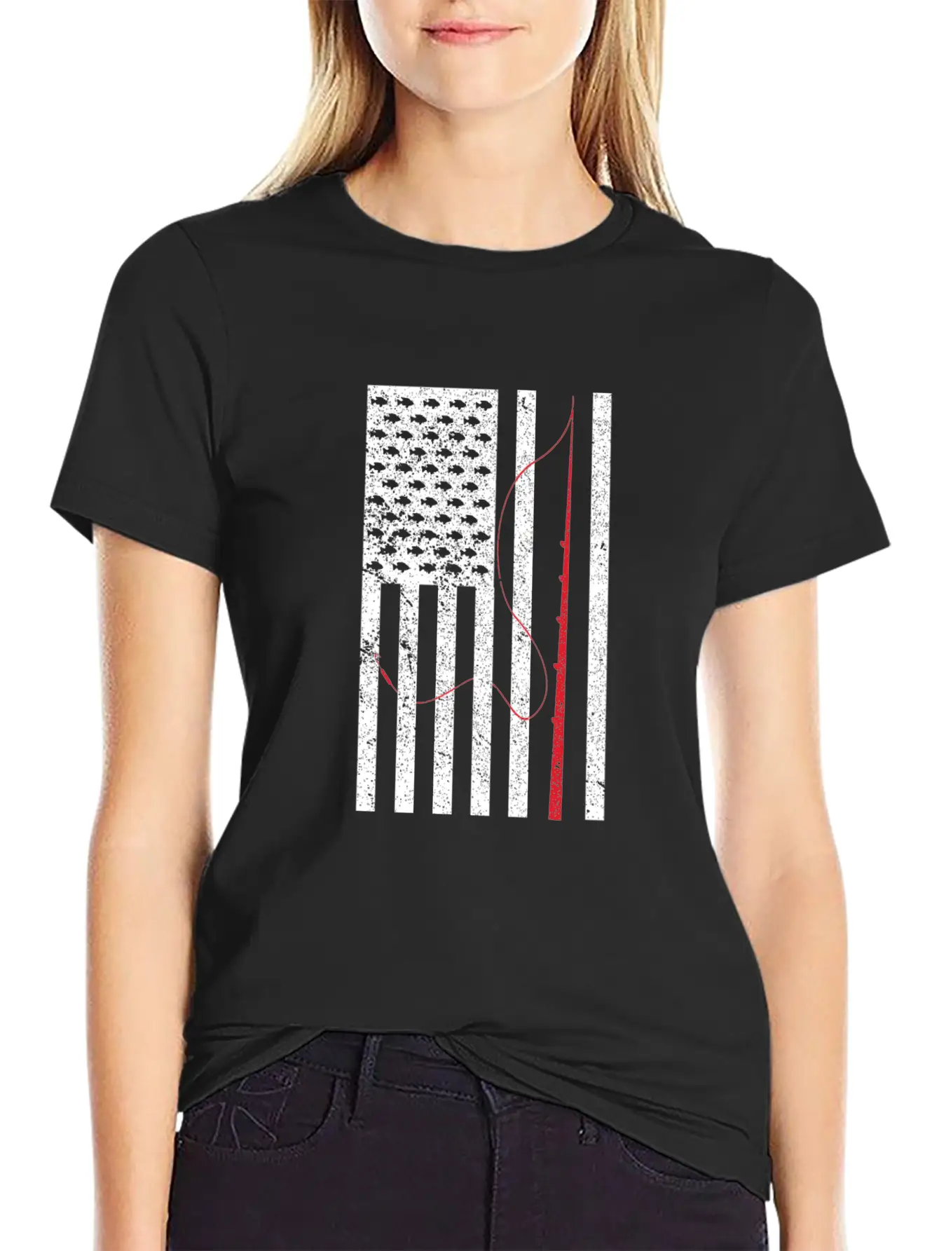 Fishing Rod American Flag Patriotic Fishermen Unisex Casual T-Shirt ¨C Clean Design For Daily Comfort