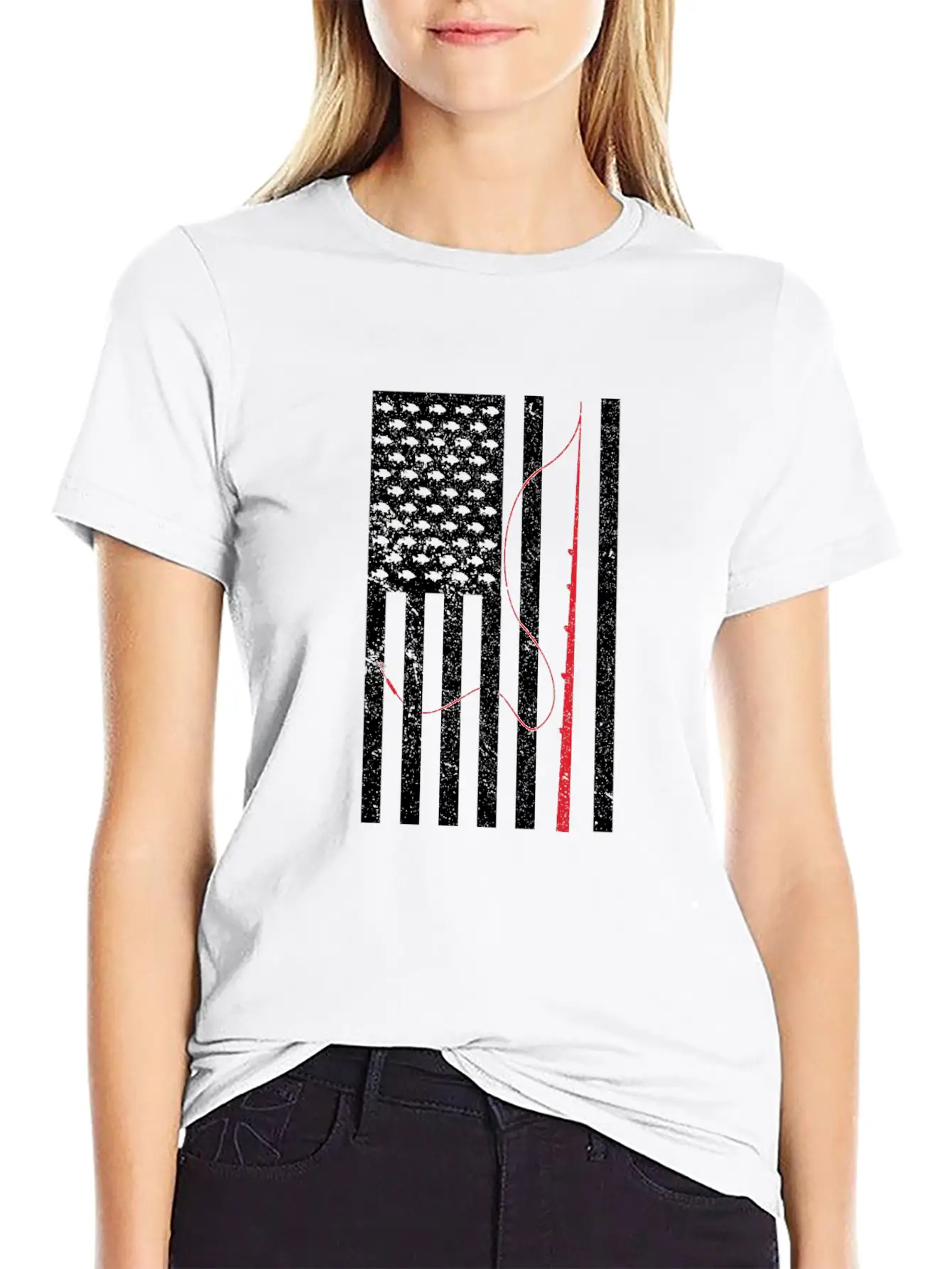 Fishing Rod American Flag Patriotic Fishermen Unisex Casual T-Shirt ¨C Clean Design For Daily Comfort