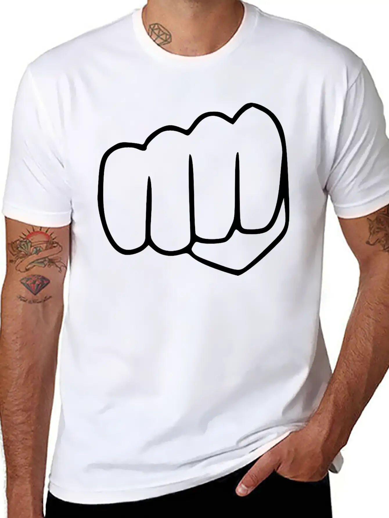 Fist Sketch Emojis Basic Graphic T-Shirt ¨C Daily Comfort In Soft Cotton