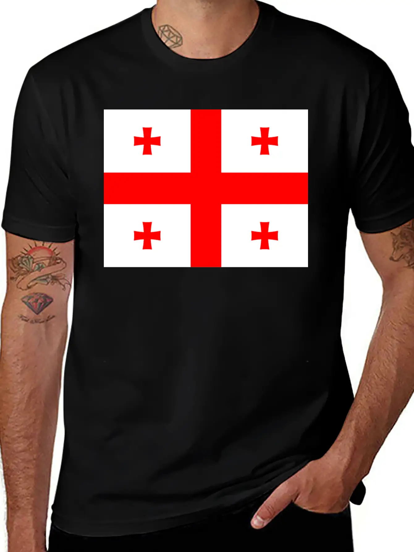 Flag Of Georgia (ge) Essential Cotton Tee For Daily Outfits ¨C Unisex Style