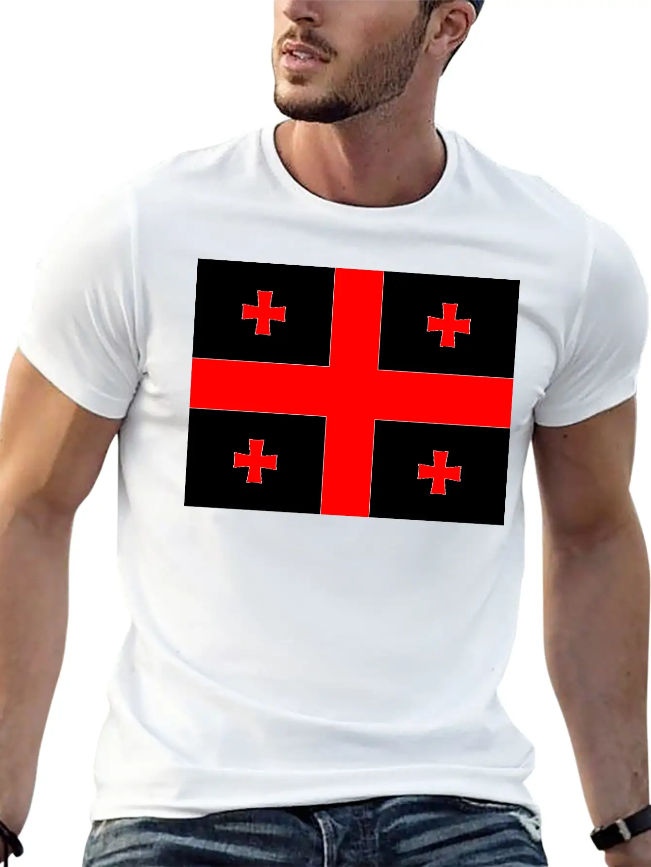 Flag Of Georgia (ge) Essential Cotton Tee For Daily Outfits ¨C Unisex Style