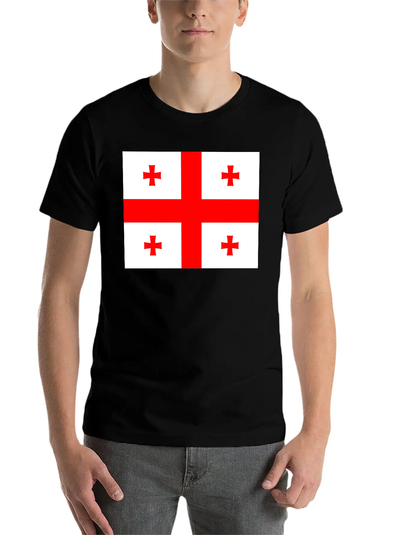 Flag Of Georgia (ge) Essential Cotton Tee For Daily Outfits ¨C Unisex Style