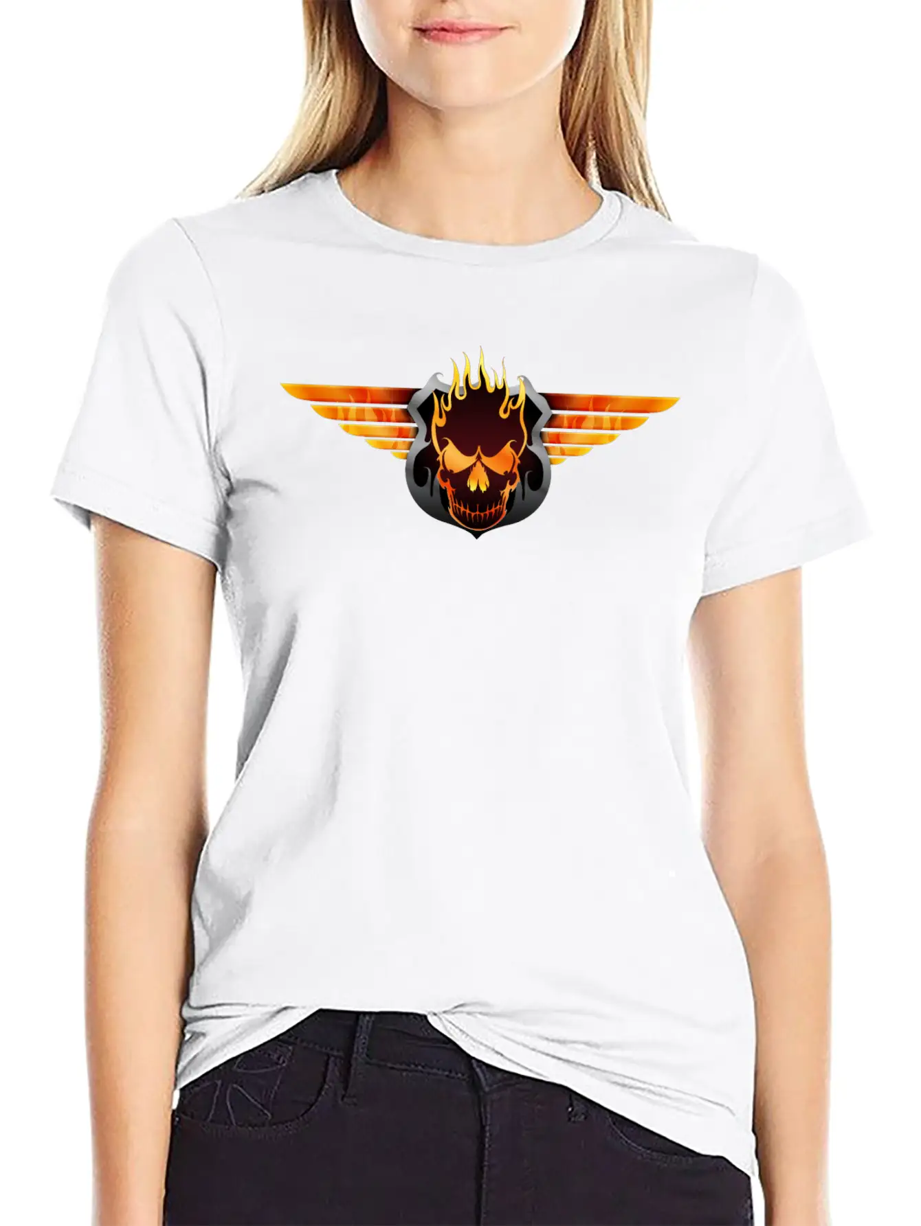 Flaming Skull Soft Cotton Short Sleeve Tee ¨C Unisex Wardrobe Staple