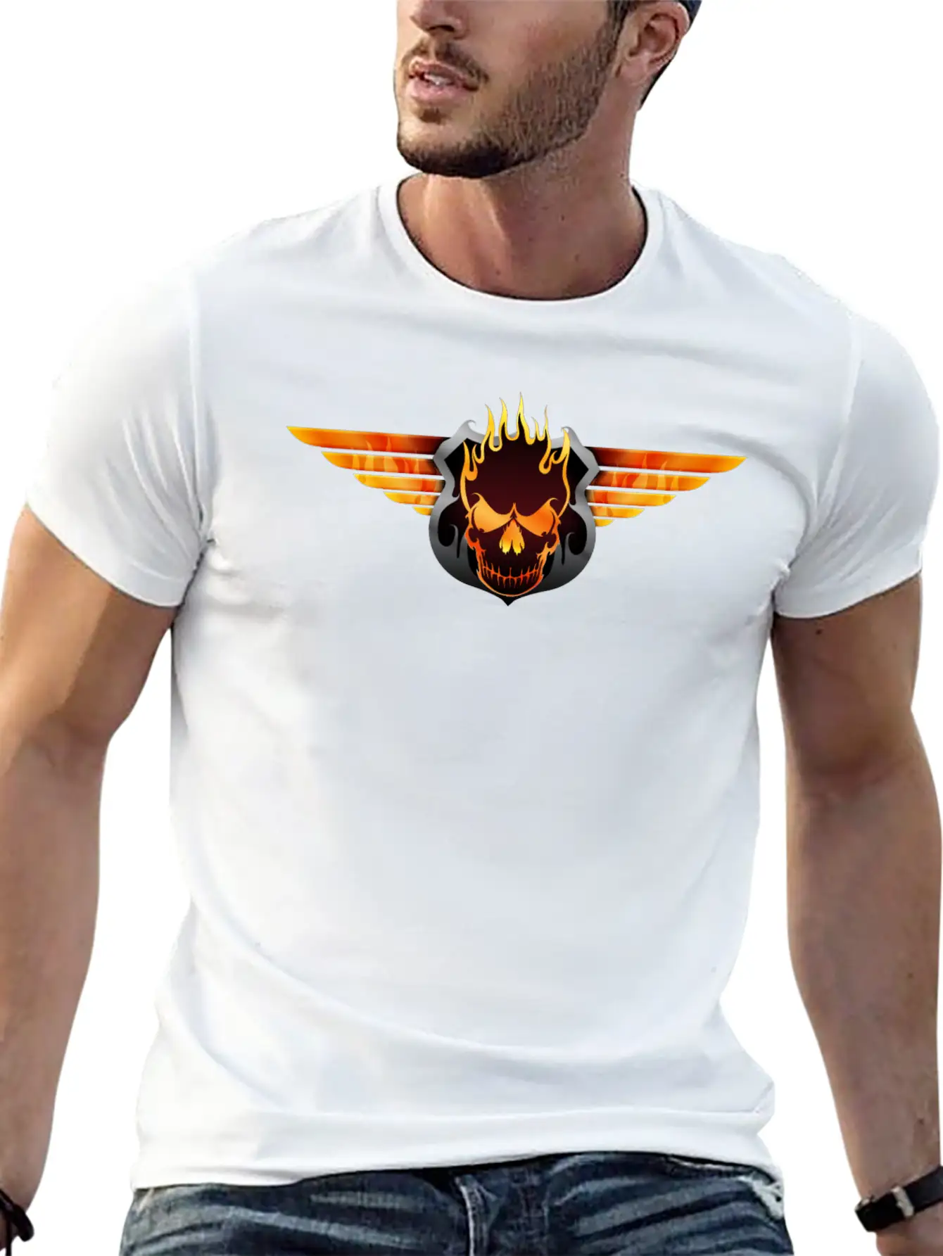 Flaming Skull Soft Cotton Short Sleeve Tee ¨C Unisex Wardrobe Staple