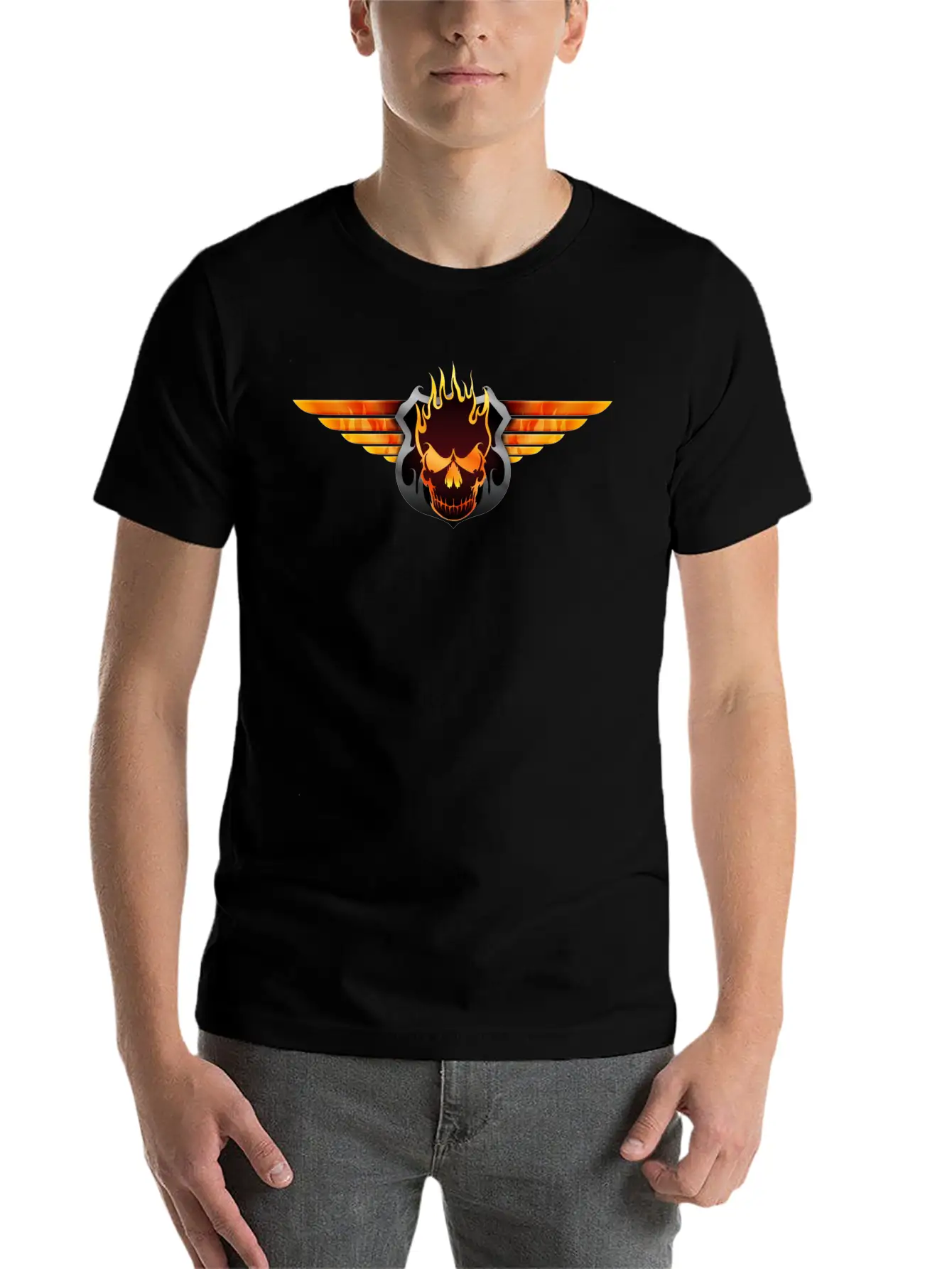 Flaming Skull Soft Cotton Short Sleeve Tee ¨C Unisex Wardrobe Staple