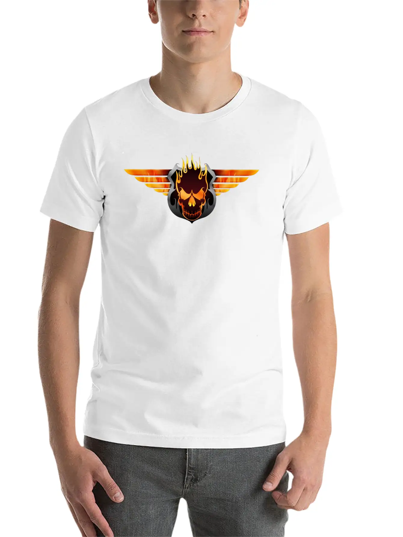 Flaming Skull Soft Cotton Short Sleeve Tee ¨C Unisex Wardrobe Staple