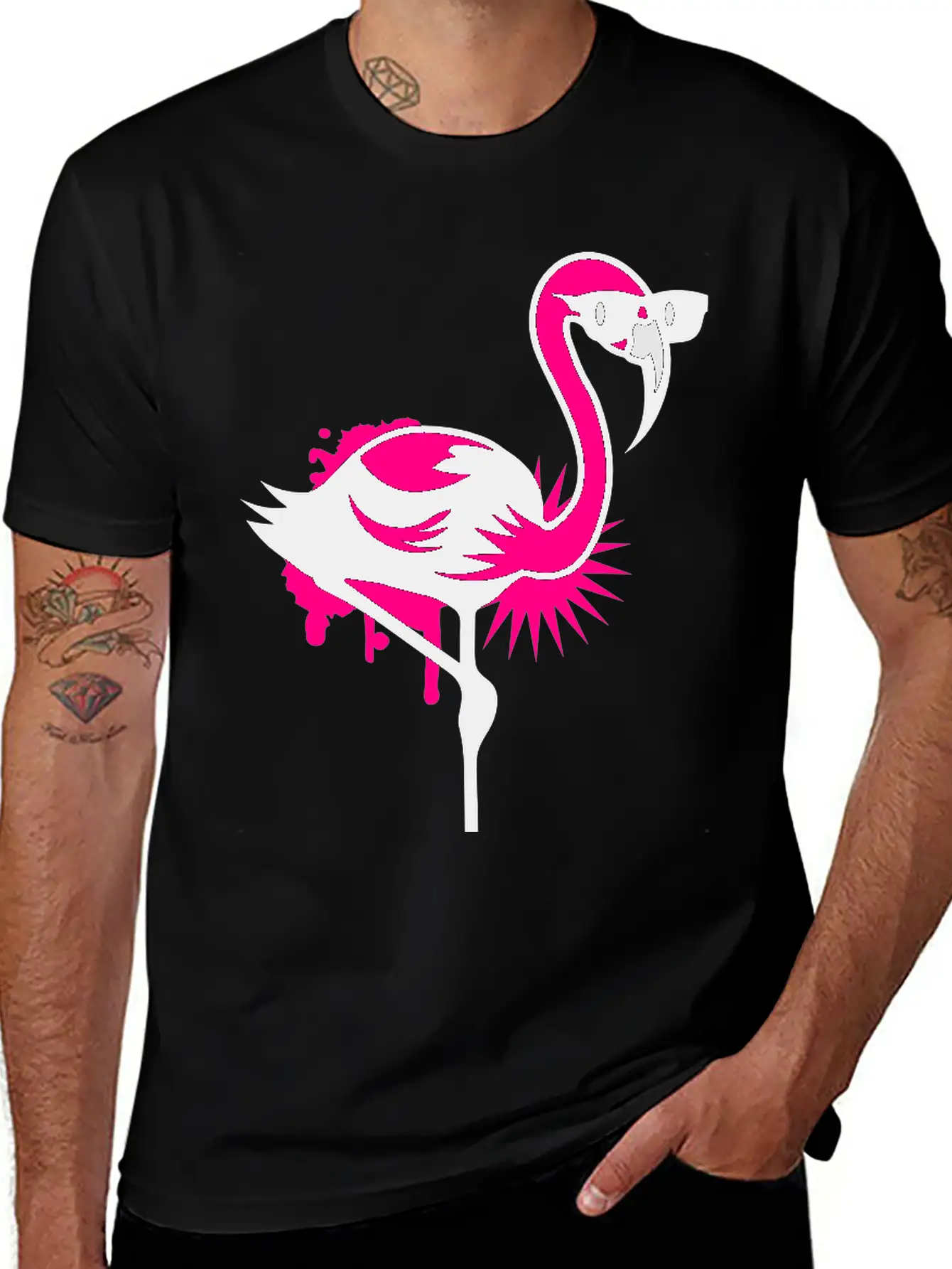 Flamingo With Sunglasses Essential Cotton Tee For Daily Outfits ¨C Unisex Style