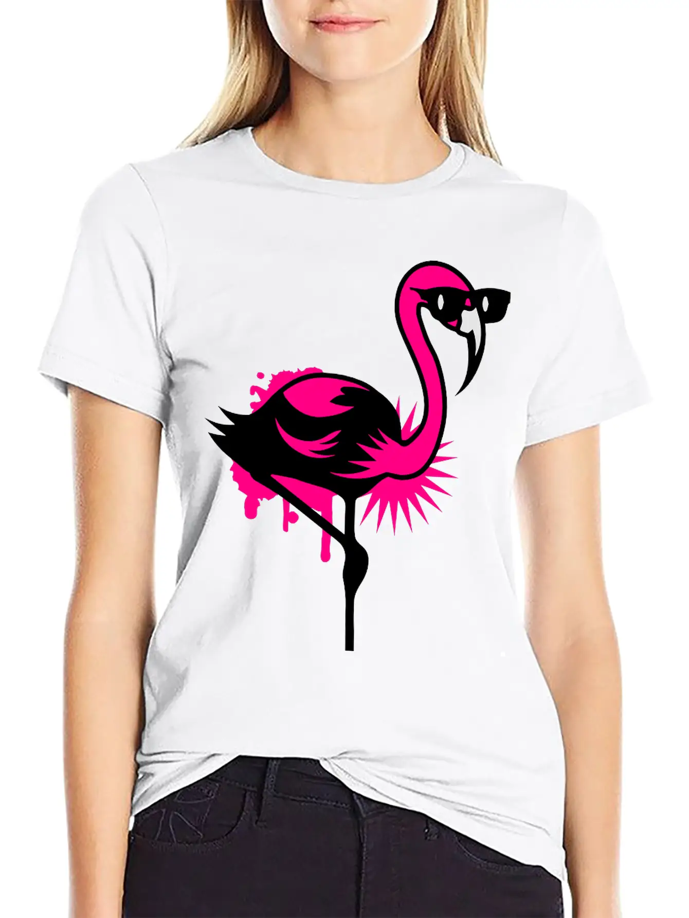 Flamingo With Sunglasses Essential Cotton Tee For Daily Outfits ¨C Unisex Style