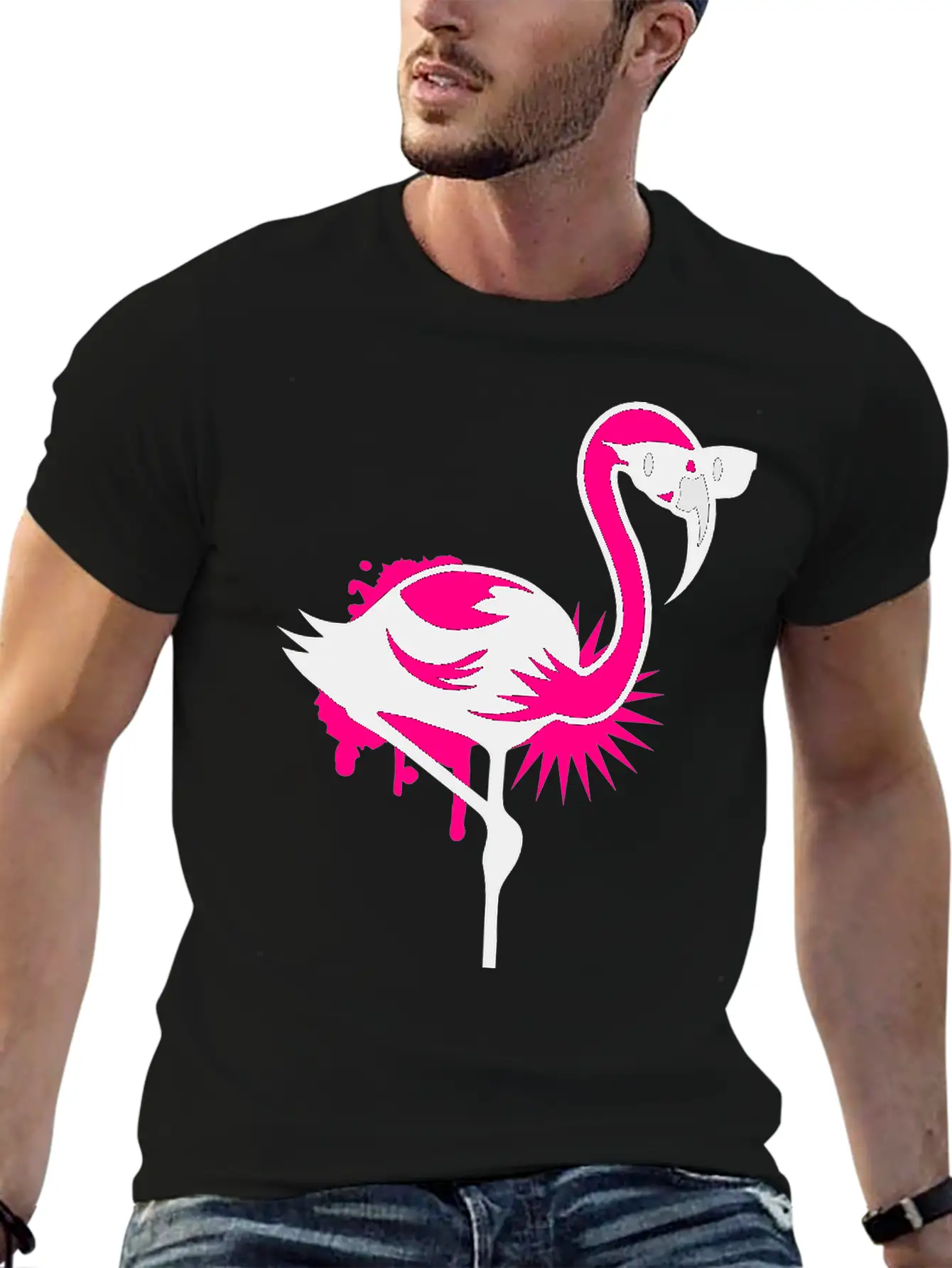 Flamingo With Sunglasses Essential Cotton Tee For Daily Outfits ¨C Unisex Style