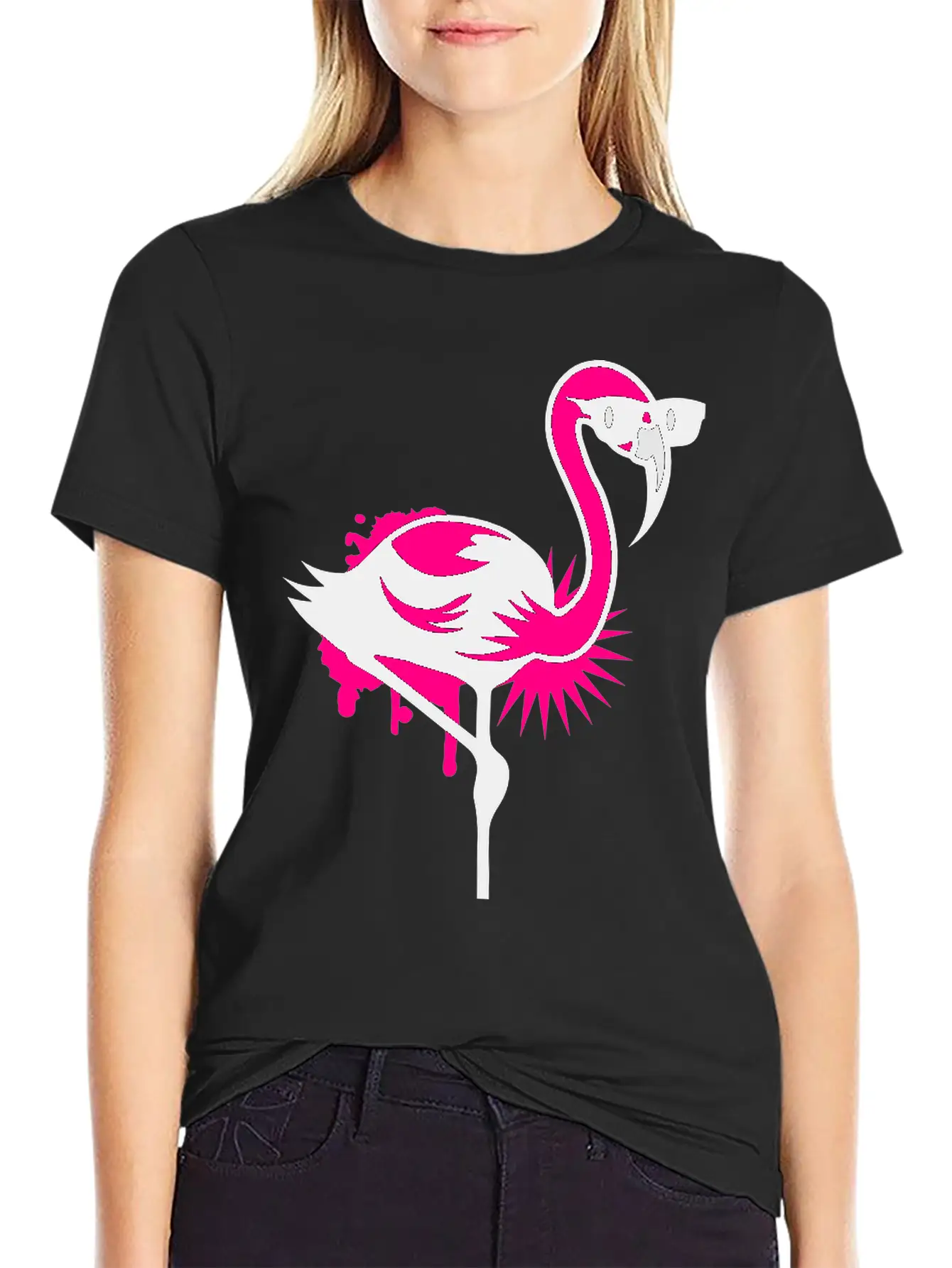Flamingo With Sunglasses Essential Cotton Tee For Daily Outfits ¨C Unisex Style