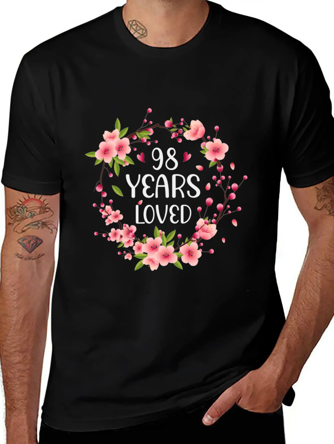 Floral 98 98Th 98 Years Loved Essential Cotton Tee For Daily Outfits ¨C Unisex Style