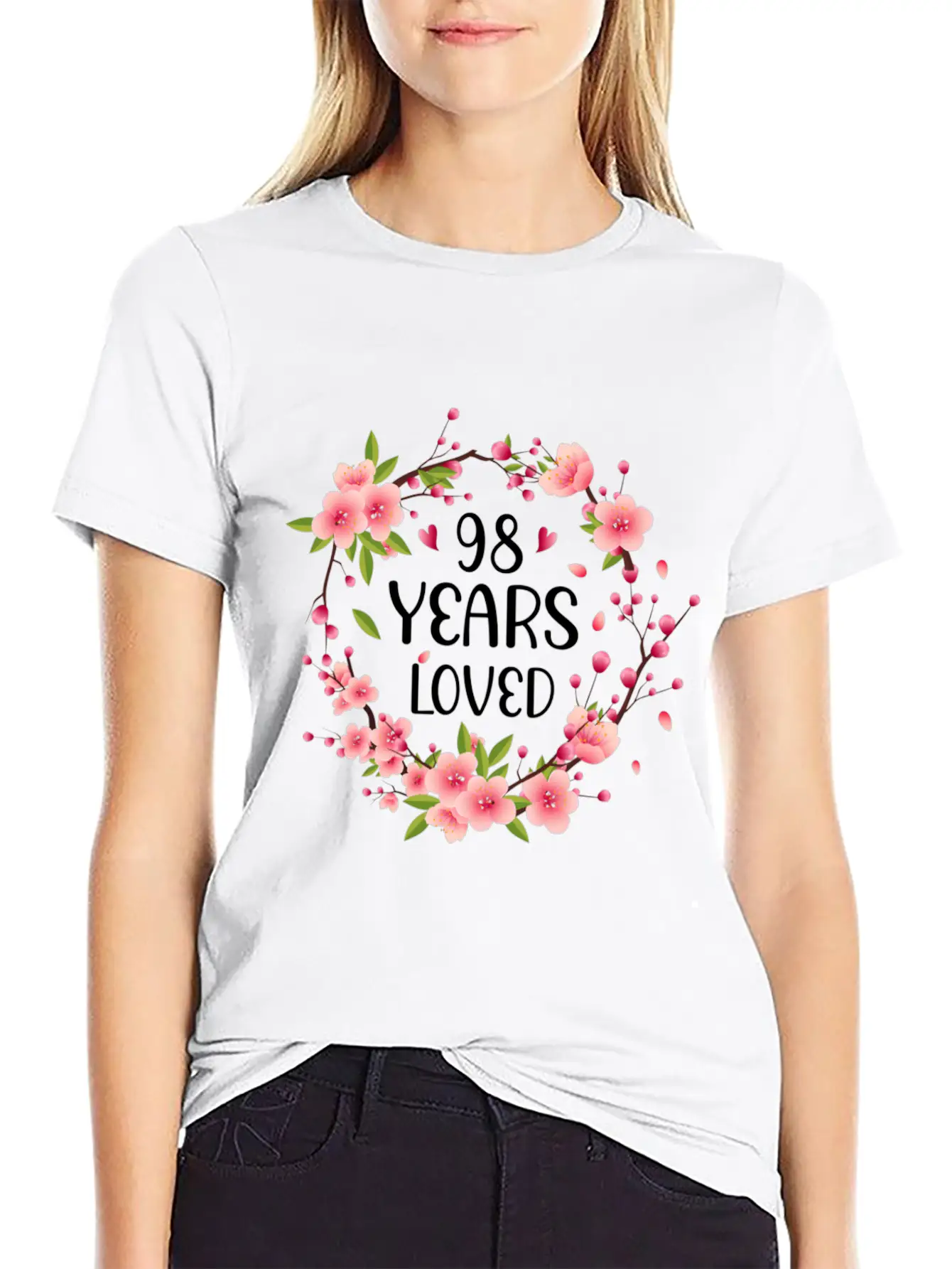 Floral 98 98Th 98 Years Loved Essential Cotton Tee For Daily Outfits ¨C Unisex Style