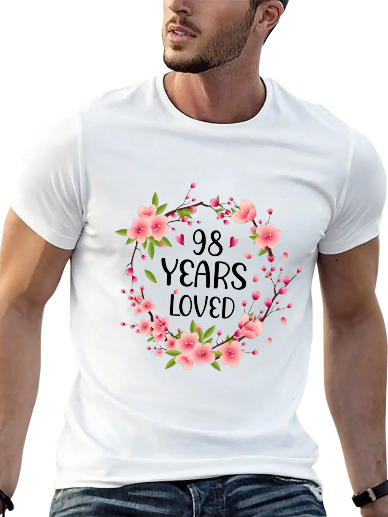 Floral 98 98Th 98 Years Loved Essential Cotton Tee For Daily Outfits ¨C Unisex Style