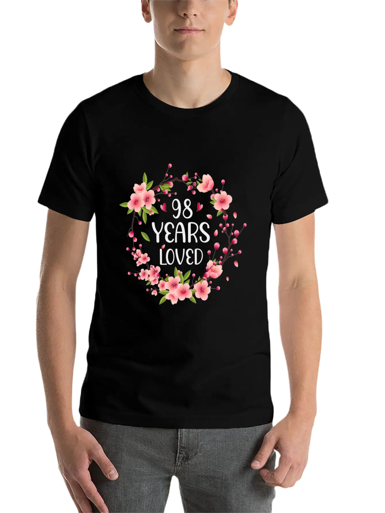 Floral 98 98Th 98 Years Loved Essential Cotton Tee For Daily Outfits ¨C Unisex Style