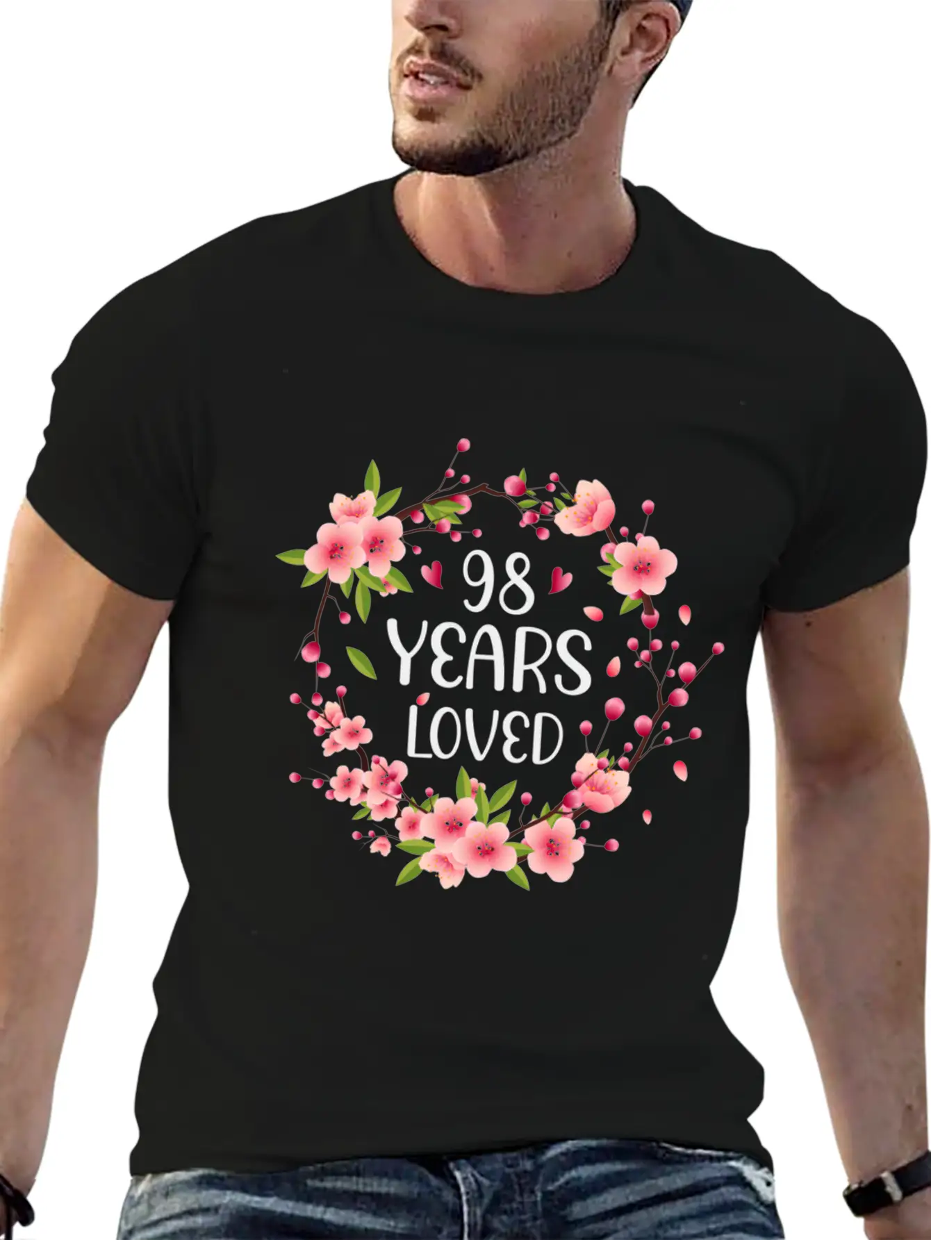 Floral 98 98Th 98 Years Loved Essential Cotton Tee For Daily Outfits ¨C Unisex Style