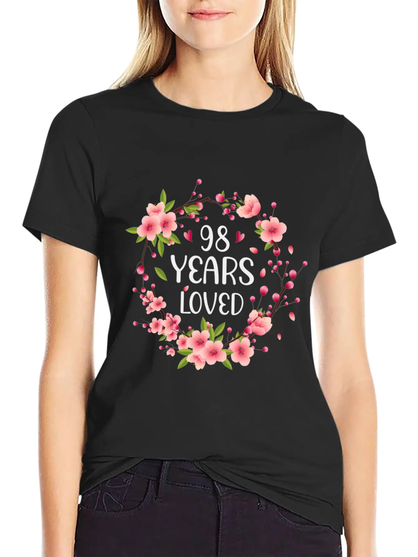 Floral 98 98Th 98 Years Loved Essential Cotton Tee For Daily Outfits ¨C Unisex Style