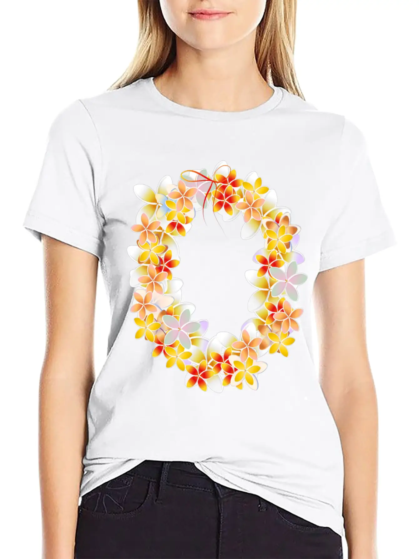 Flower Chain As A Fragrant Welcome Gift Essential Cotton Tee For Daily Outfits ¨C Unisex Style