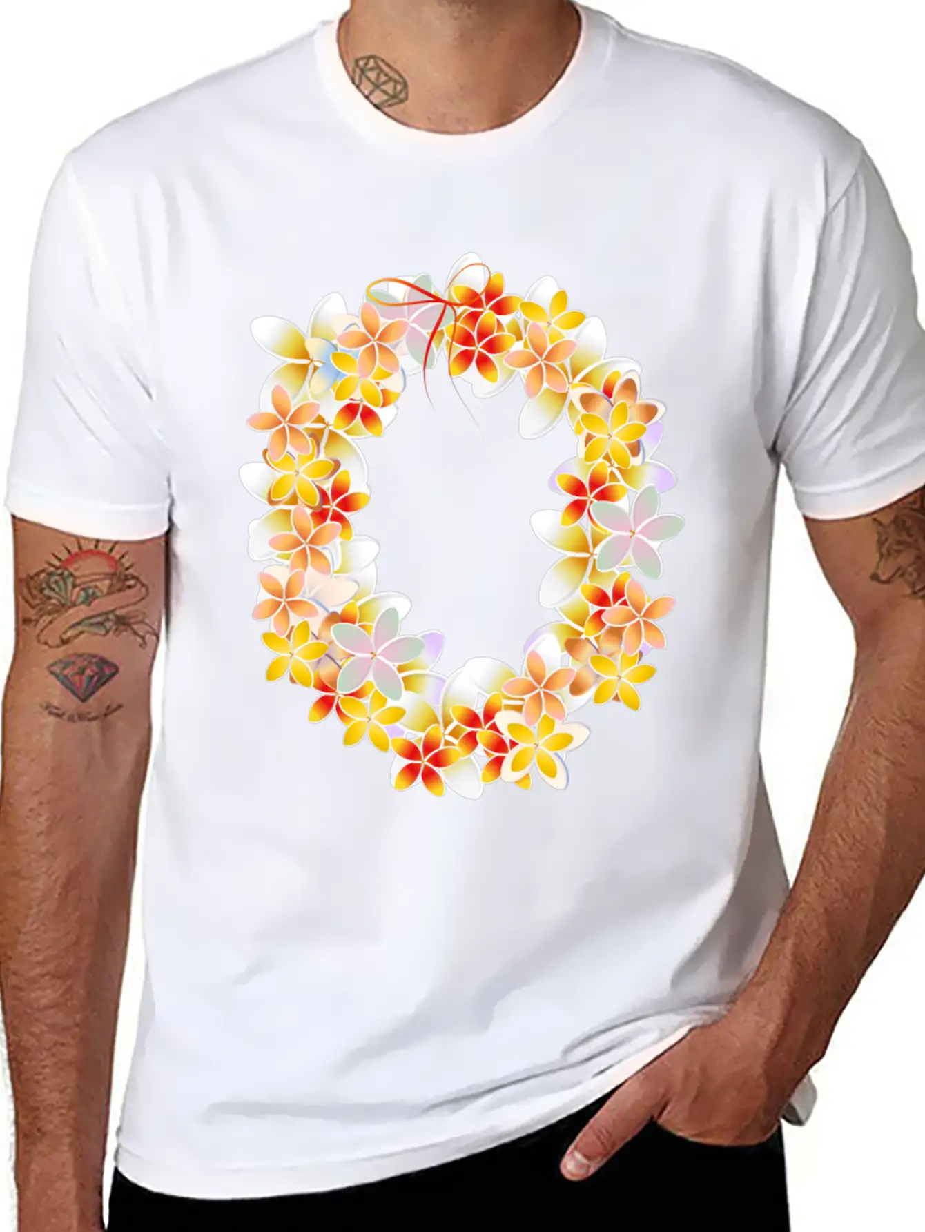 Flower Chain As A Fragrant Welcome Gift Essential Cotton Tee For Daily Outfits ¨C Unisex Style
