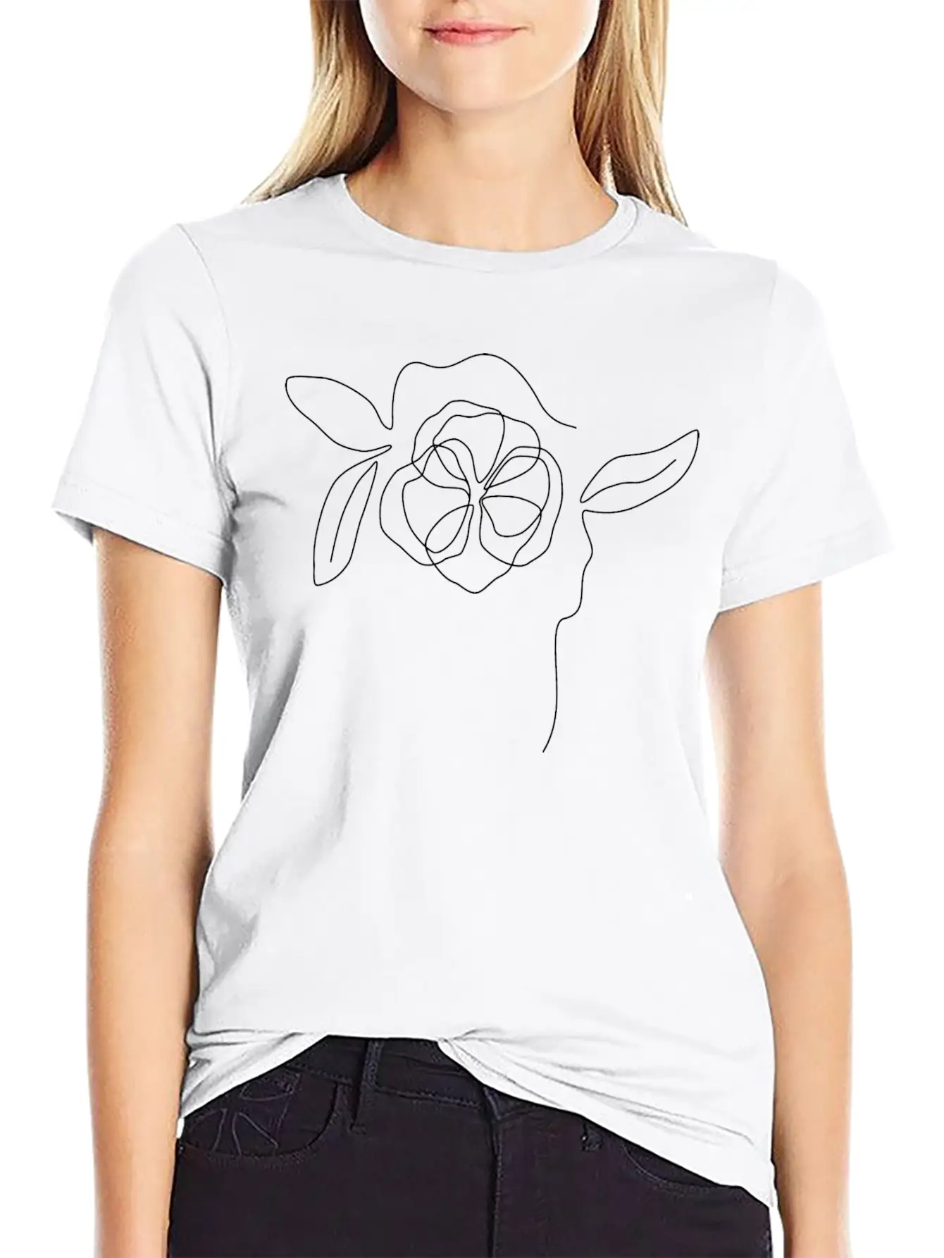 Flower Line Art Soft Cotton Short Sleeve Tee ¨C Unisex Wardrobe Staple