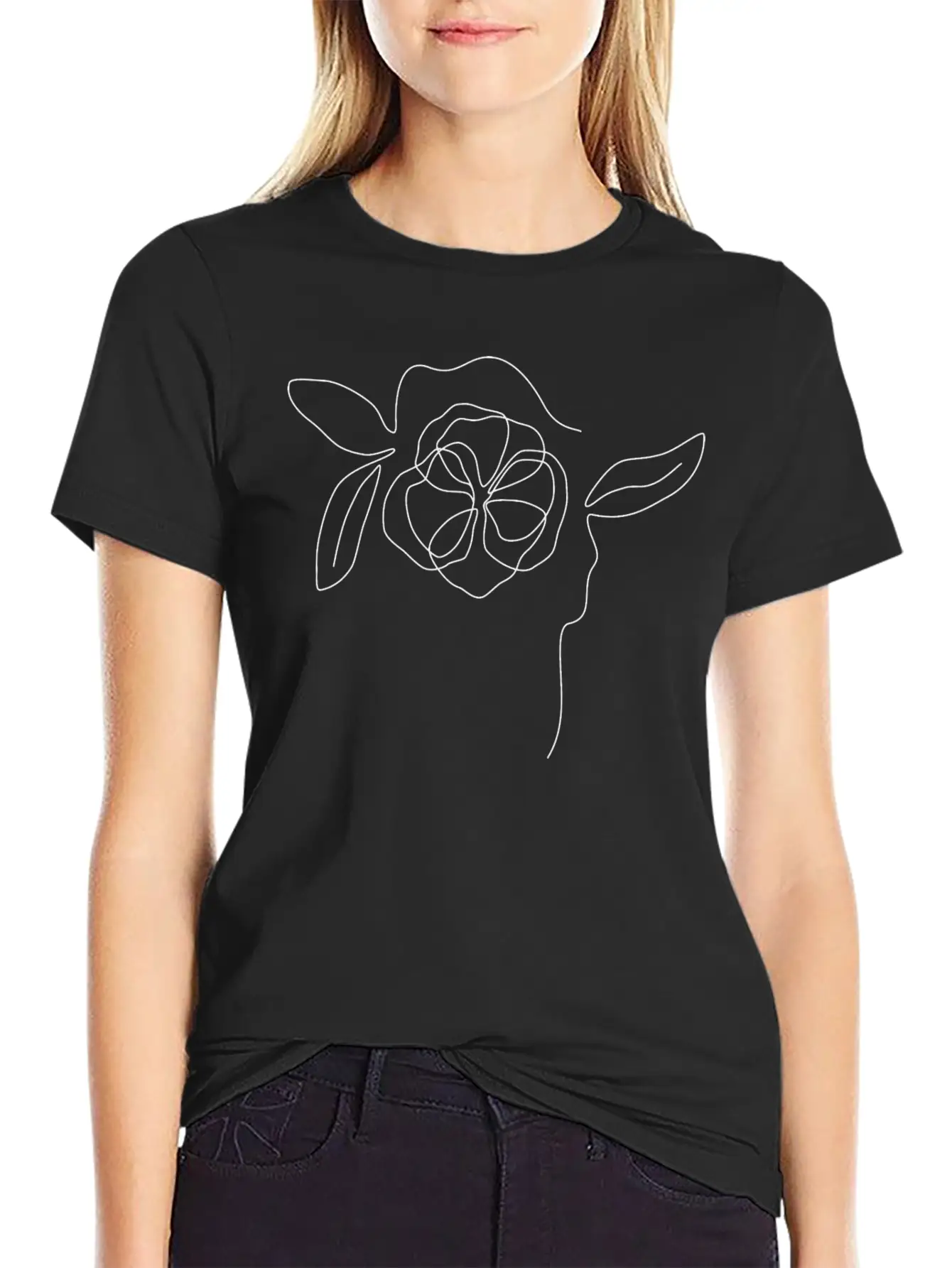 Flower Line Art Soft Cotton Short Sleeve Tee ¨C Unisex Wardrobe Staple