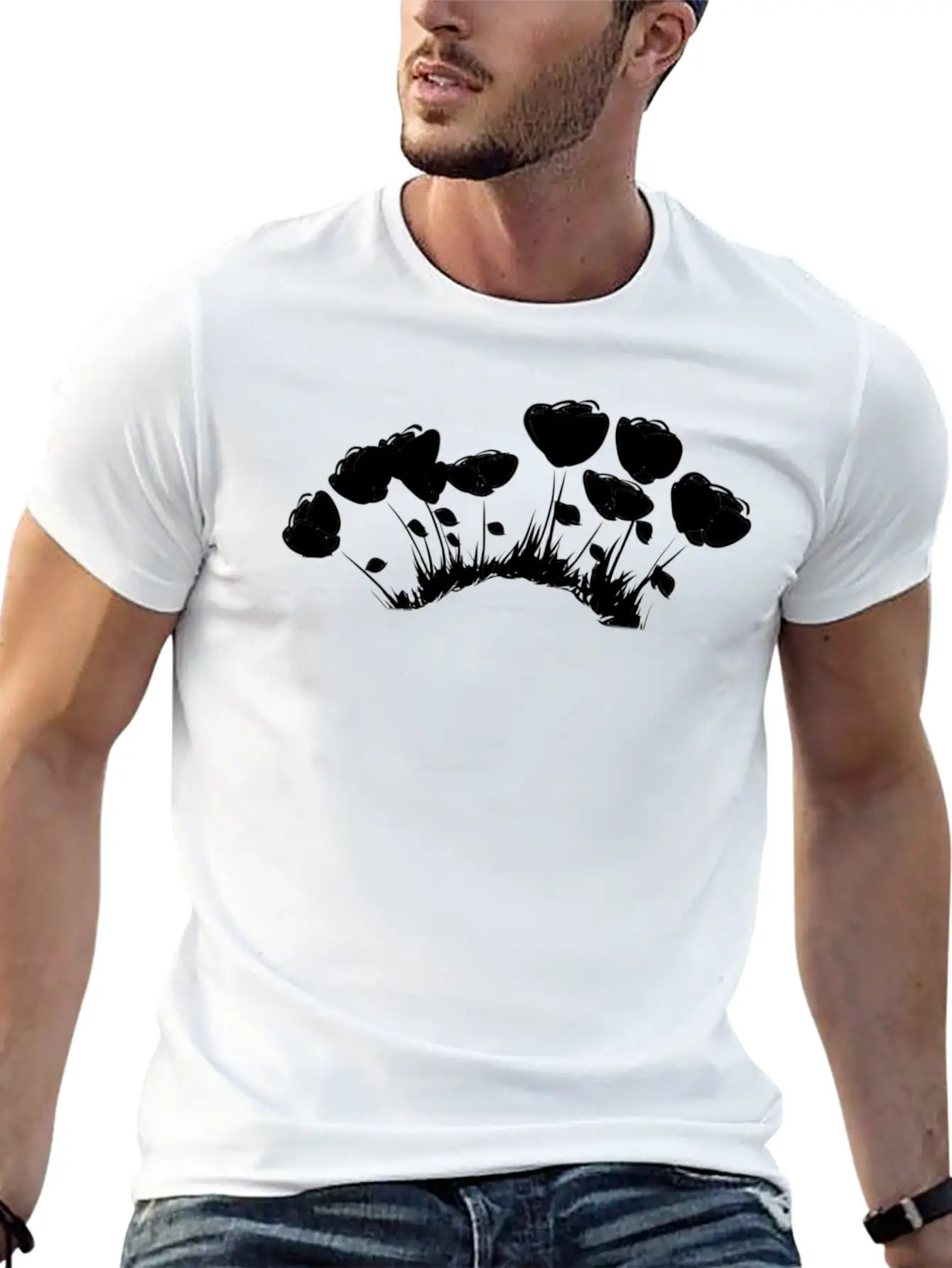 Flowers Grass Icon Plant Essential Cotton Tee For Daily Outfits ¨C Unisex Style