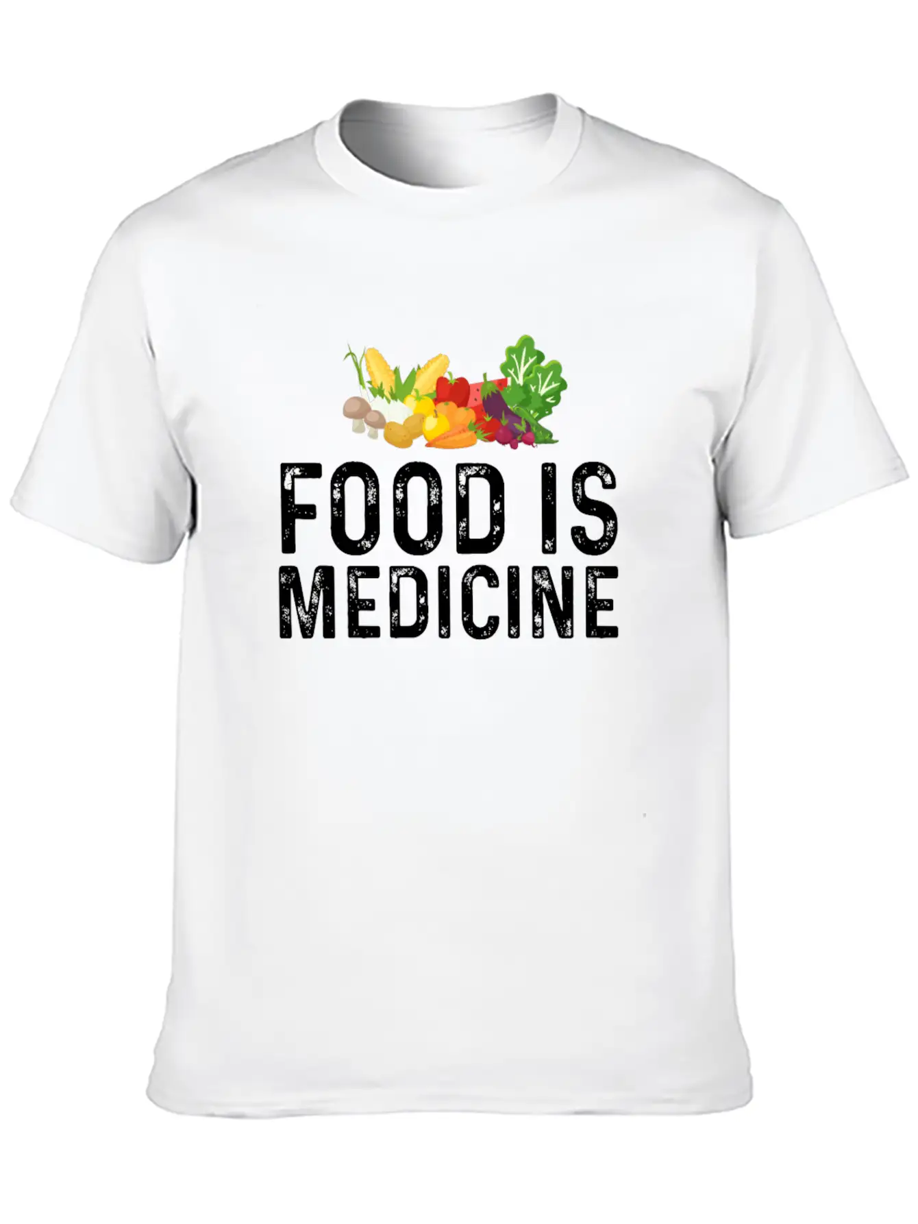 Food Is Medicine For Vegan And Vegetarian Essential Cotton Tee For Daily Outfits ¨C Unisex Style