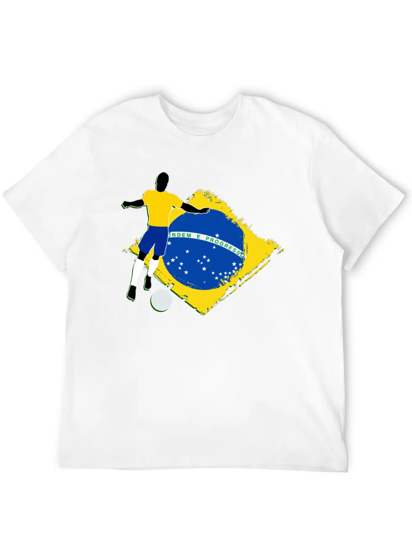 Footballer And Brazilian Flag Unisex Casual T-Shirt ¨C Clean Design For Daily Comfort