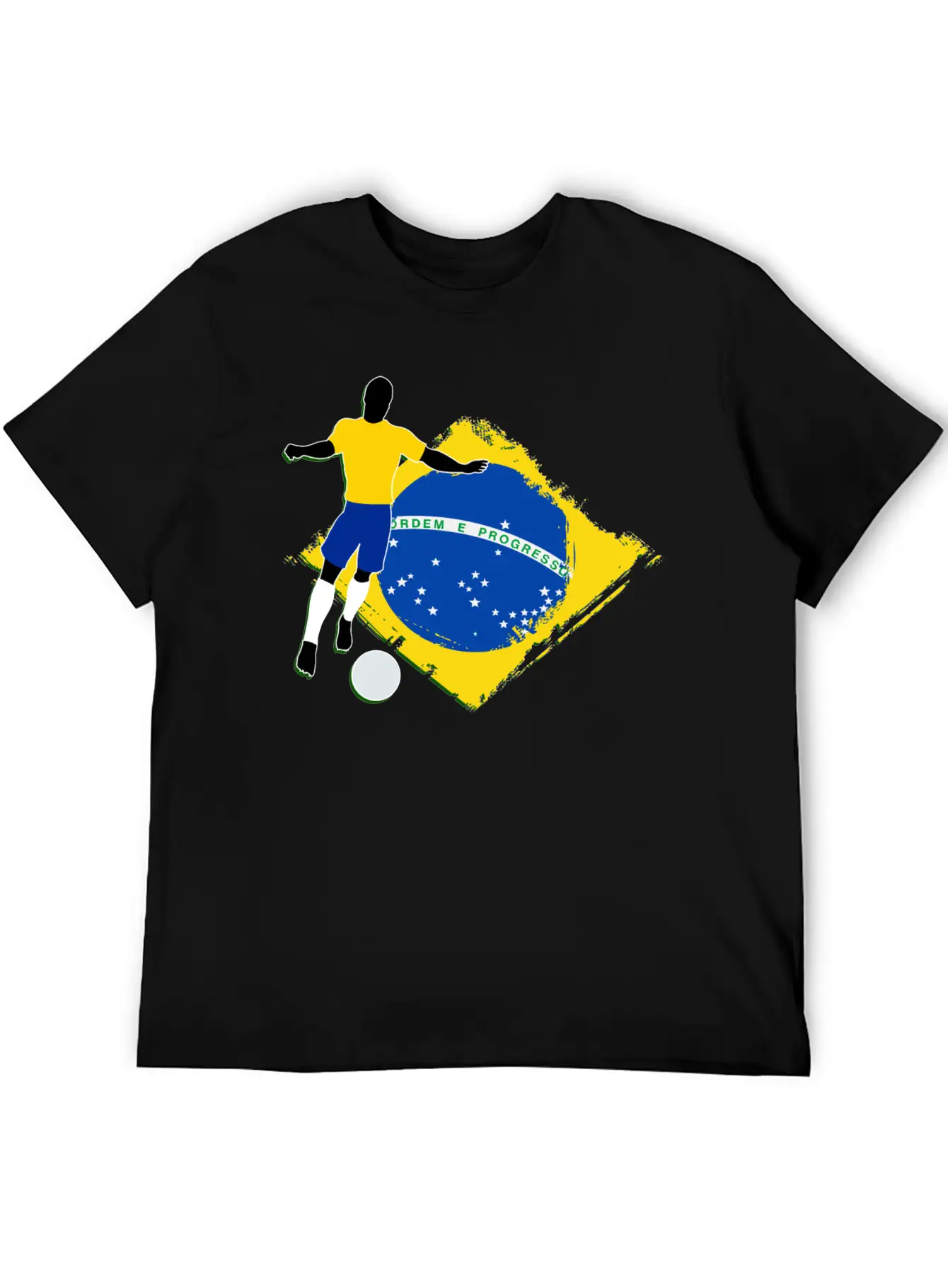 Footballer And Brazilian Flag Unisex Casual T-Shirt ¨C Clean Design For Daily Comfort