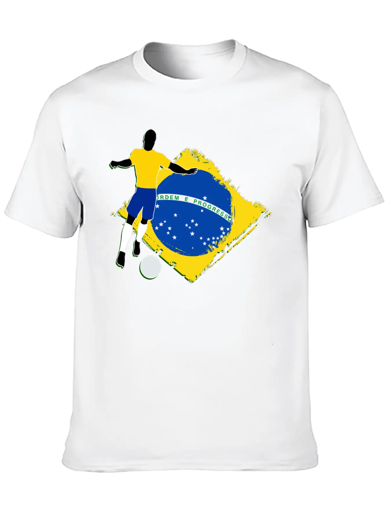 Footballer And Brazilian Flag Unisex Casual T-Shirt ¨C Clean Design For Daily Comfort