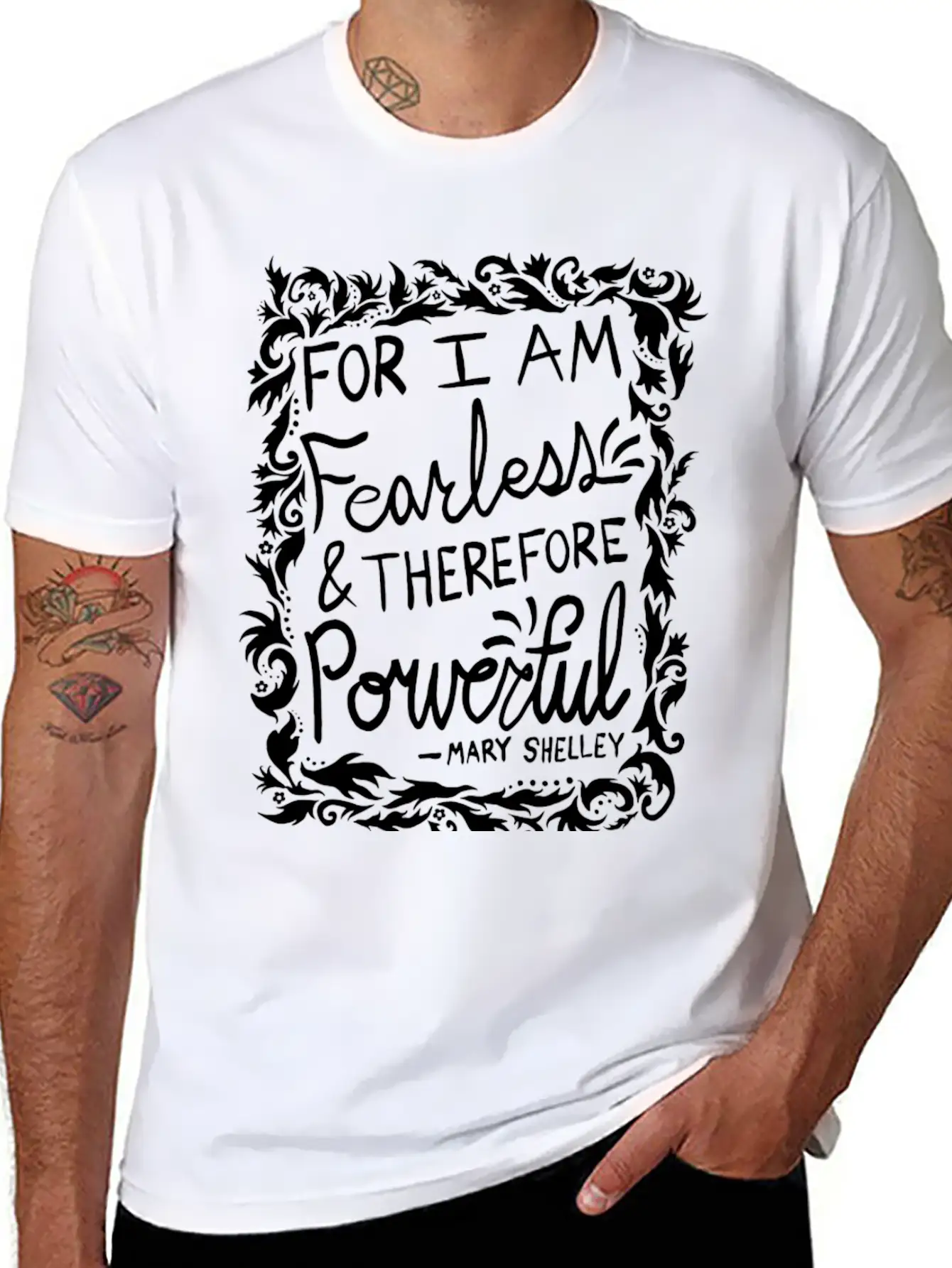 For I Am Fearless Therefore Powerful Mary Shelley Essential Cotton Tee For Daily Outfits ¨C Unisex Style