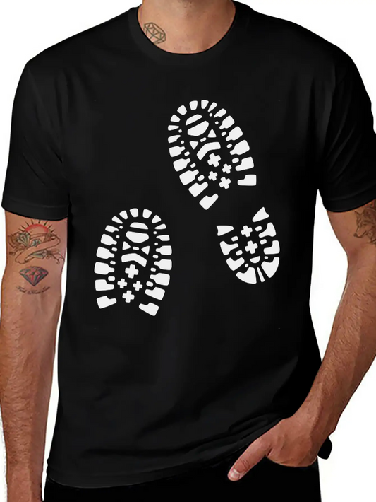 For Lovers Of Hiking: Hiking Boots, Footprints. Essential Cotton Tee For Daily Outfits ¨C Unisex Style