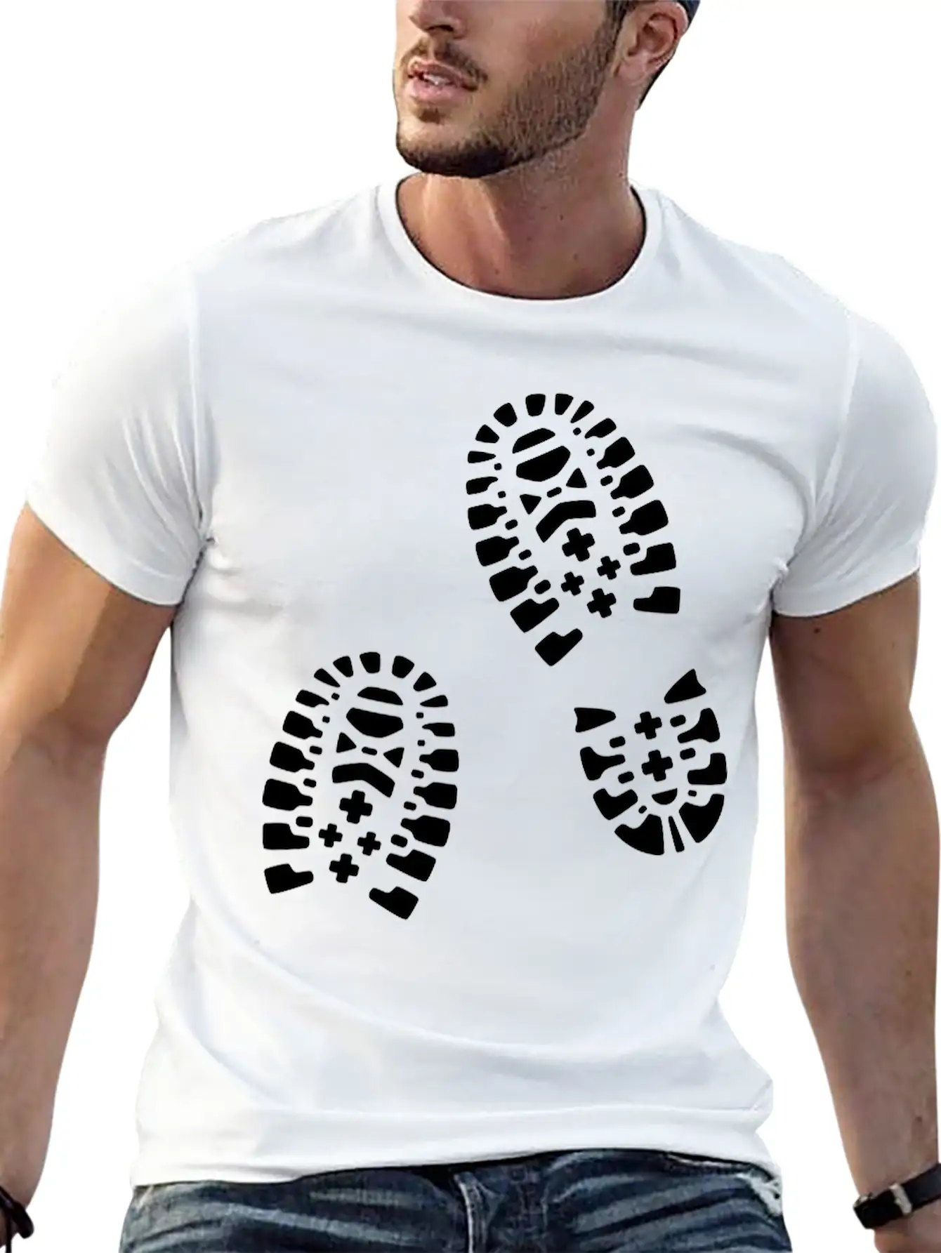 For Lovers Of Hiking: Hiking Boots, Footprints. Essential Cotton Tee For Daily Outfits ¨C Unisex Style