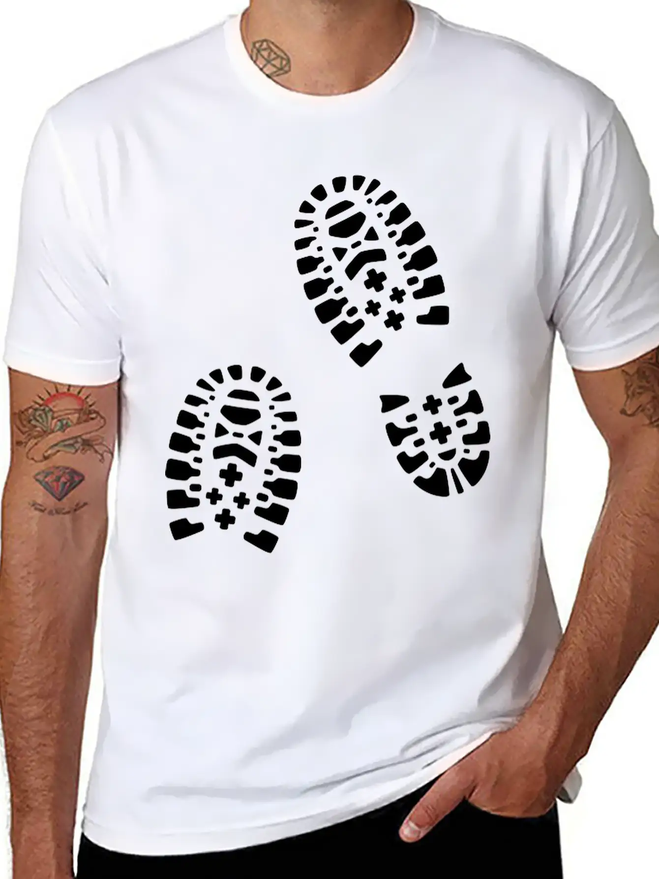 For Lovers Of Hiking: Hiking Boots, Footprints. Essential Cotton Tee For Daily Outfits ¨C Unisex Style