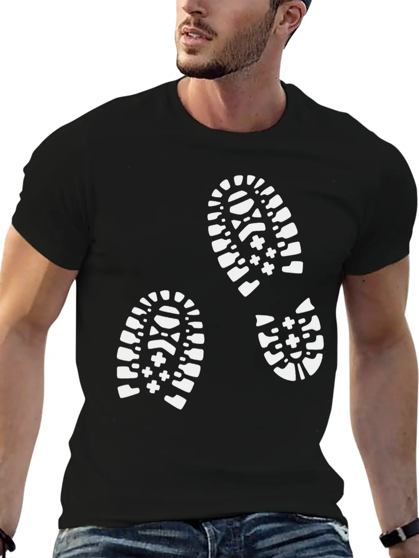 For Lovers Of Hiking: Hiking Boots, Footprints. Essential Cotton Tee For Daily Outfits ¨C Unisex Style